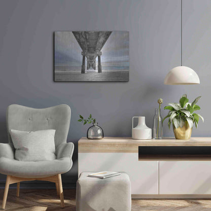 Luxe Metal Art 'Beneath the Outer Banks Beach Pier' by Lori Deiter, Metal Wall Art,24x16