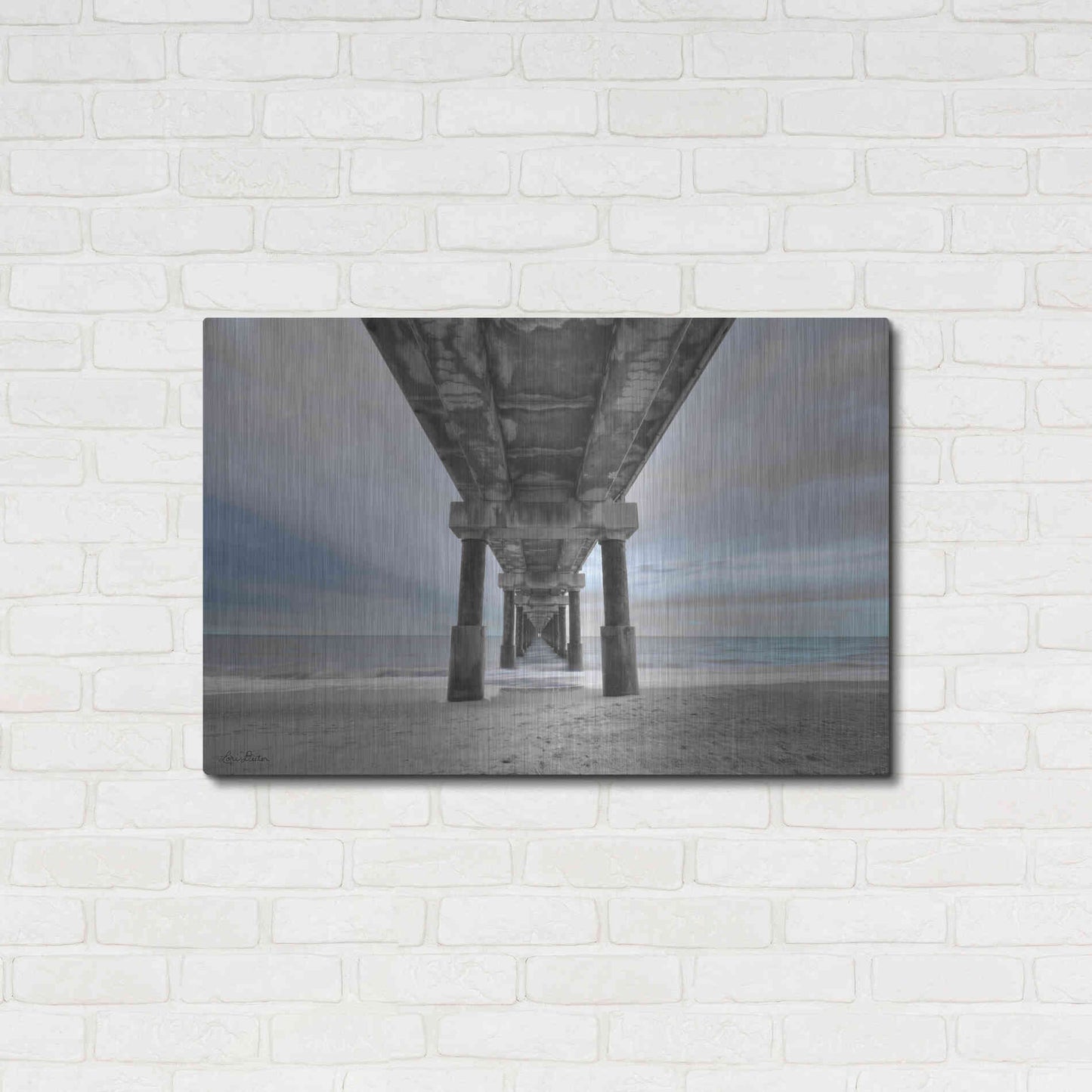 Luxe Metal Art 'Beneath the Outer Banks Beach Pier' by Lori Deiter, Metal Wall Art,36x24