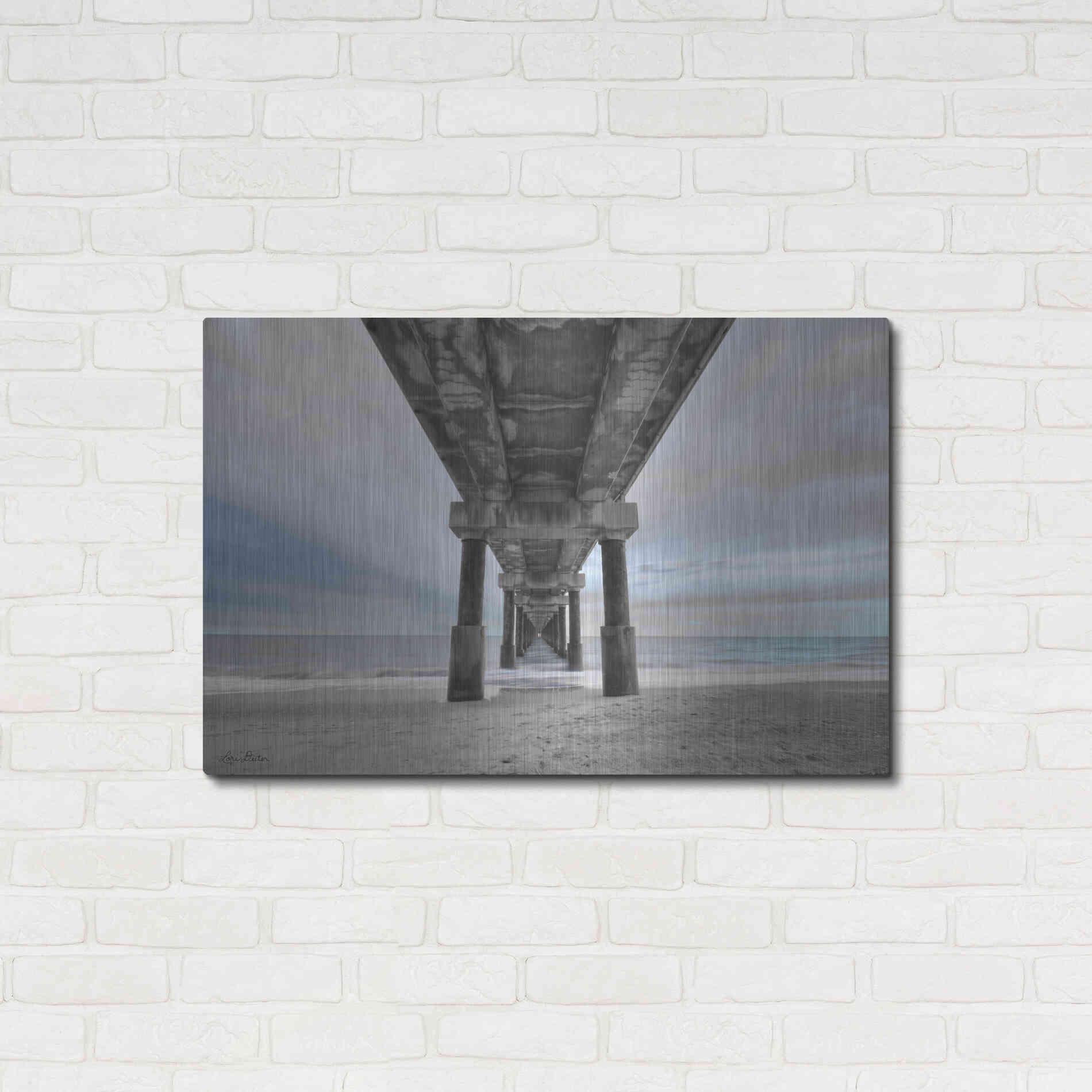 Luxe Metal Art 'Beneath the Outer Banks Beach Pier' by Lori Deiter, Metal Wall Art,36x24