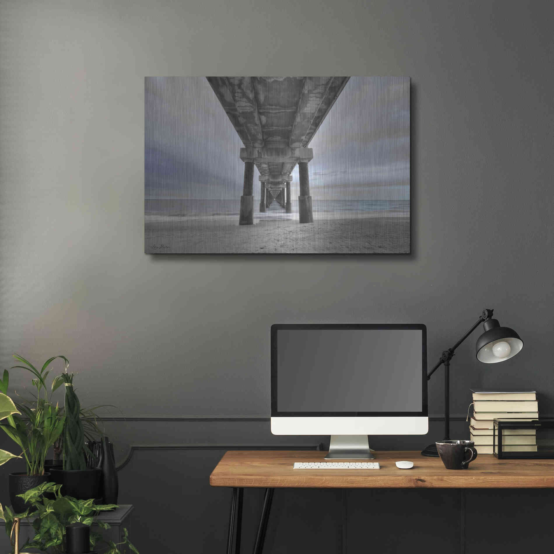 Luxe Metal Art 'Beneath the Outer Banks Beach Pier' by Lori Deiter, Metal Wall Art,36x24