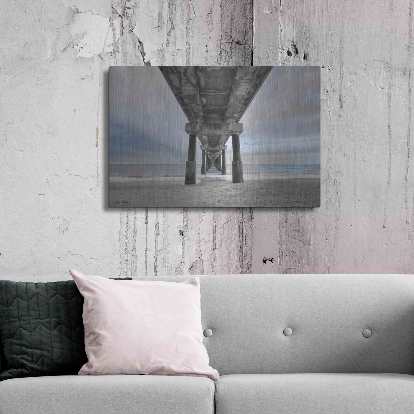 Luxe Metal Art 'Beneath the Outer Banks Beach Pier' by Lori Deiter, Metal Wall Art,36x24