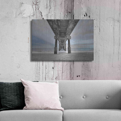 Luxe Metal Art 'Beneath the Outer Banks Beach Pier' by Lori Deiter, Metal Wall Art,36x24