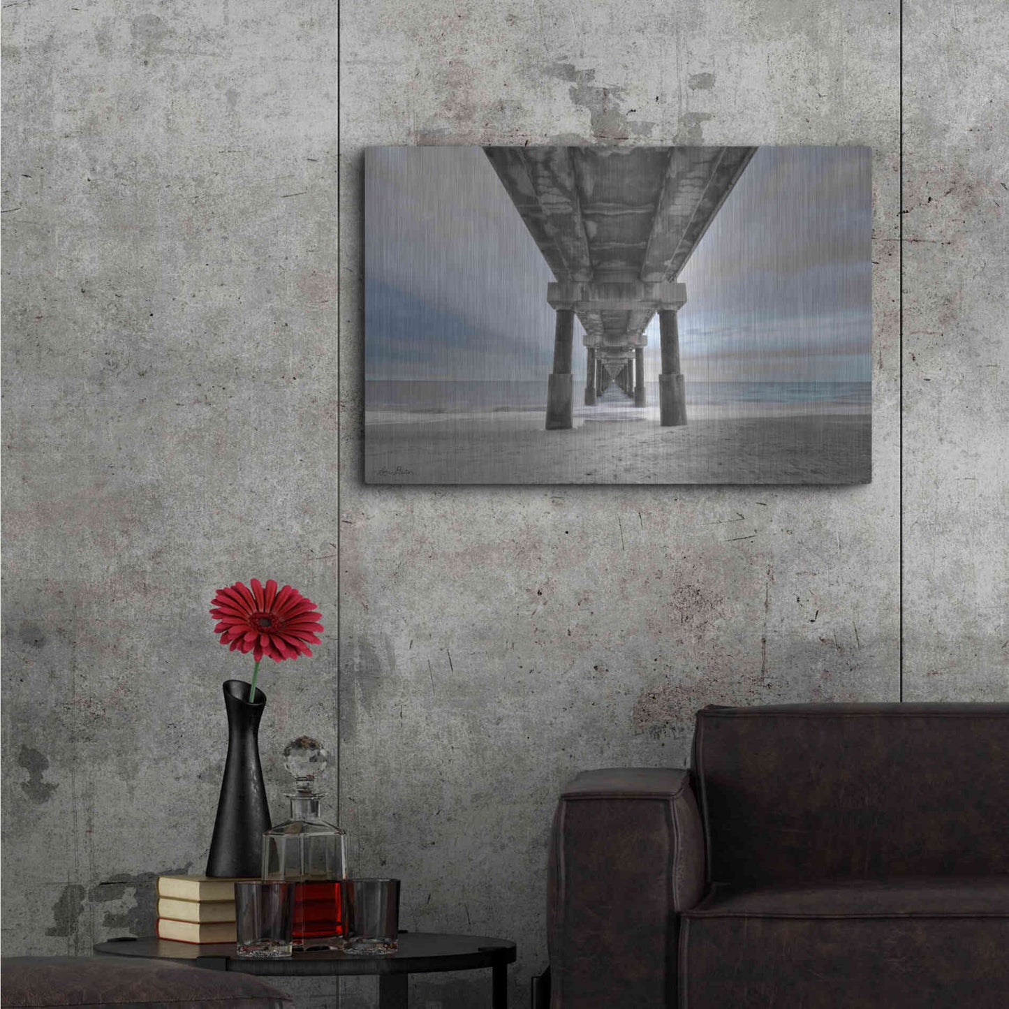 Luxe Metal Art 'Beneath the Outer Banks Beach Pier' by Lori Deiter, Metal Wall Art,36x24