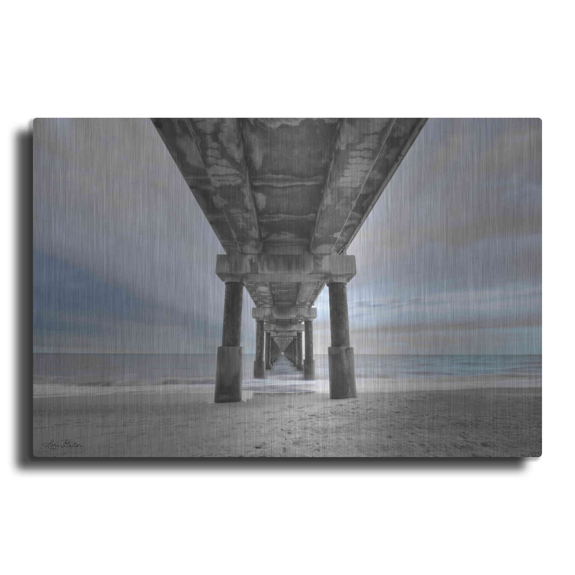 Luxe Metal Art 'Beneath the Outer Banks Beach Pier' by Lori Deiter, Metal Wall Art