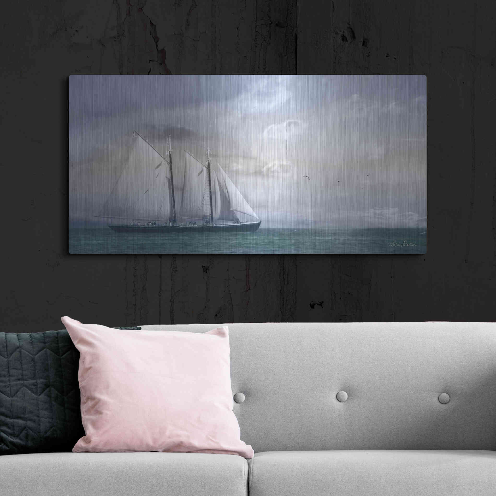 Luxe Metal Art 'Adventure on the Seas' by Lori Deiter, Metal Wall Art,48x24