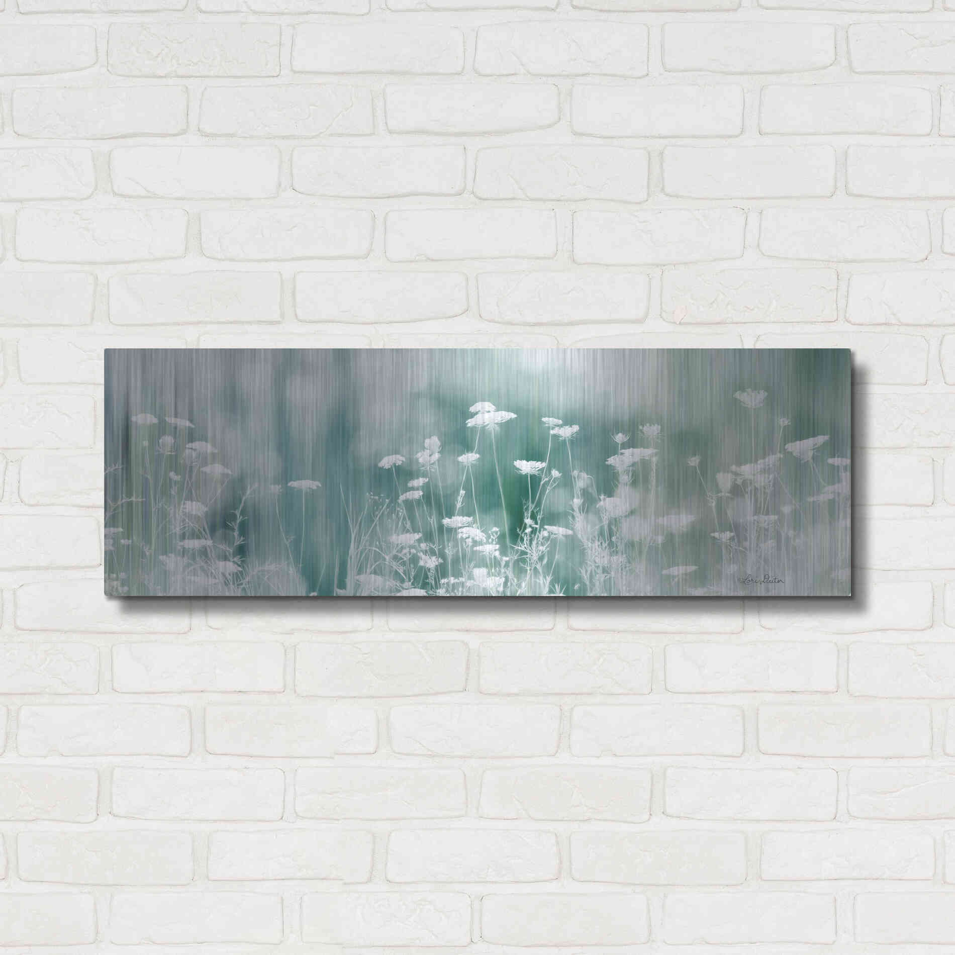 Luxe Metal Art 'Dreamy Meadow' by Lori Deiter, Metal Wall Art,36x12