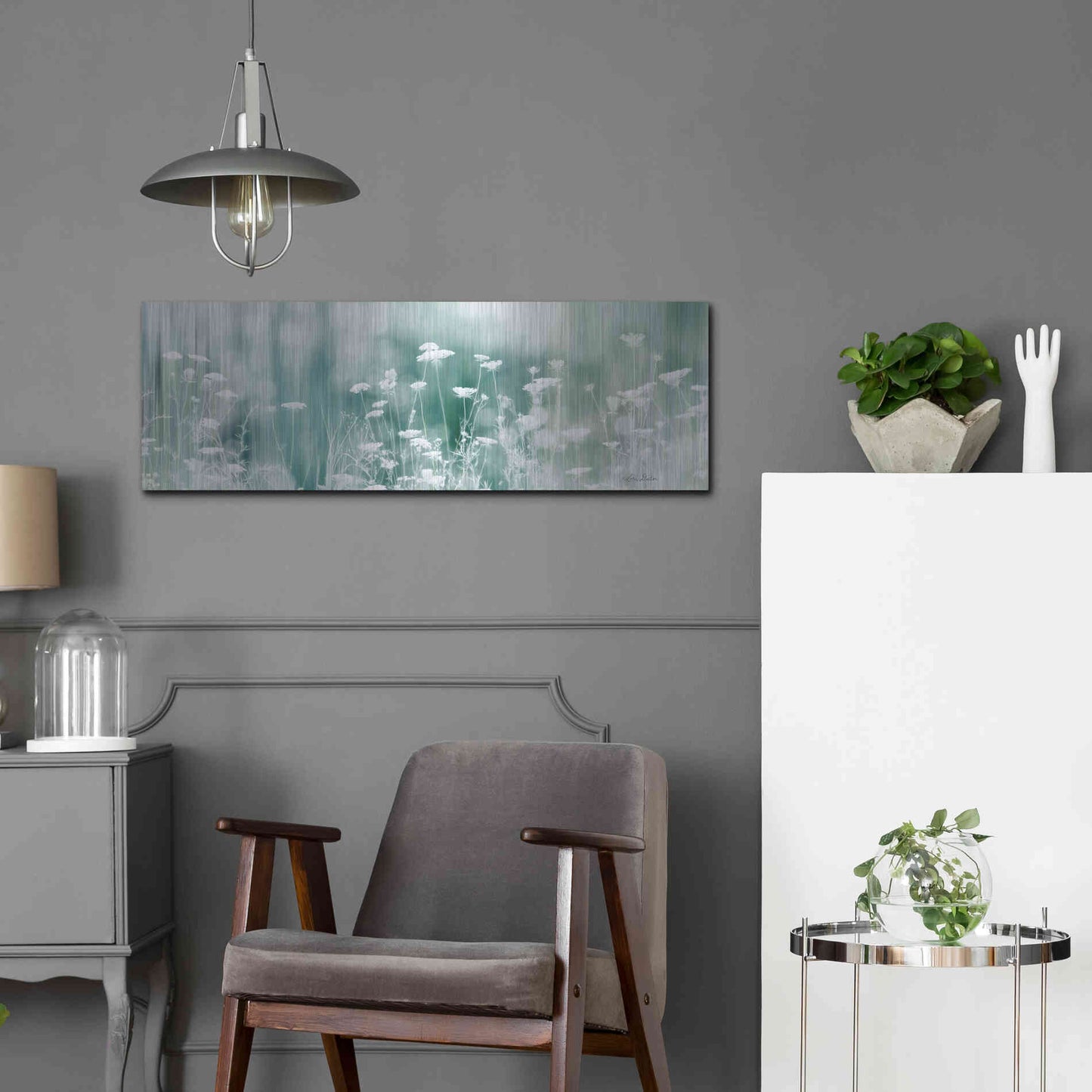 Luxe Metal Art 'Dreamy Meadow' by Lori Deiter, Metal Wall Art,36x12