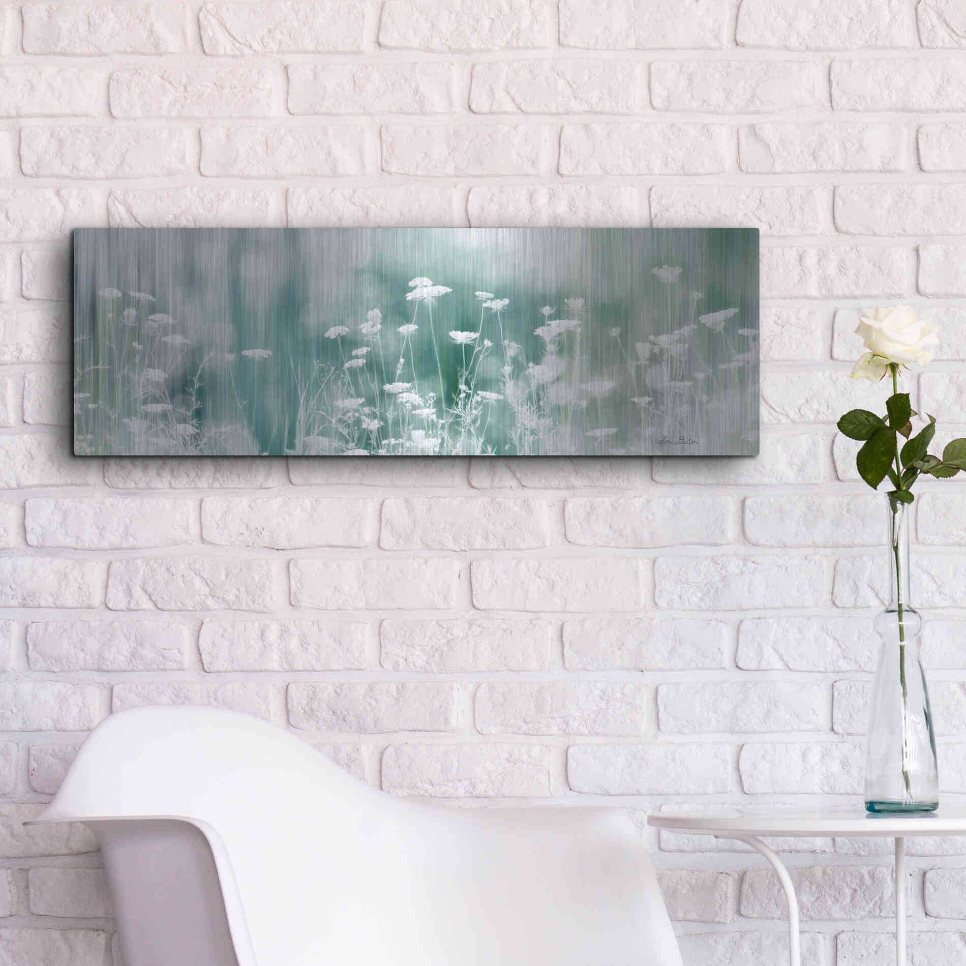 Luxe Metal Art 'Dreamy Meadow' by Lori Deiter, Metal Wall Art,36x12