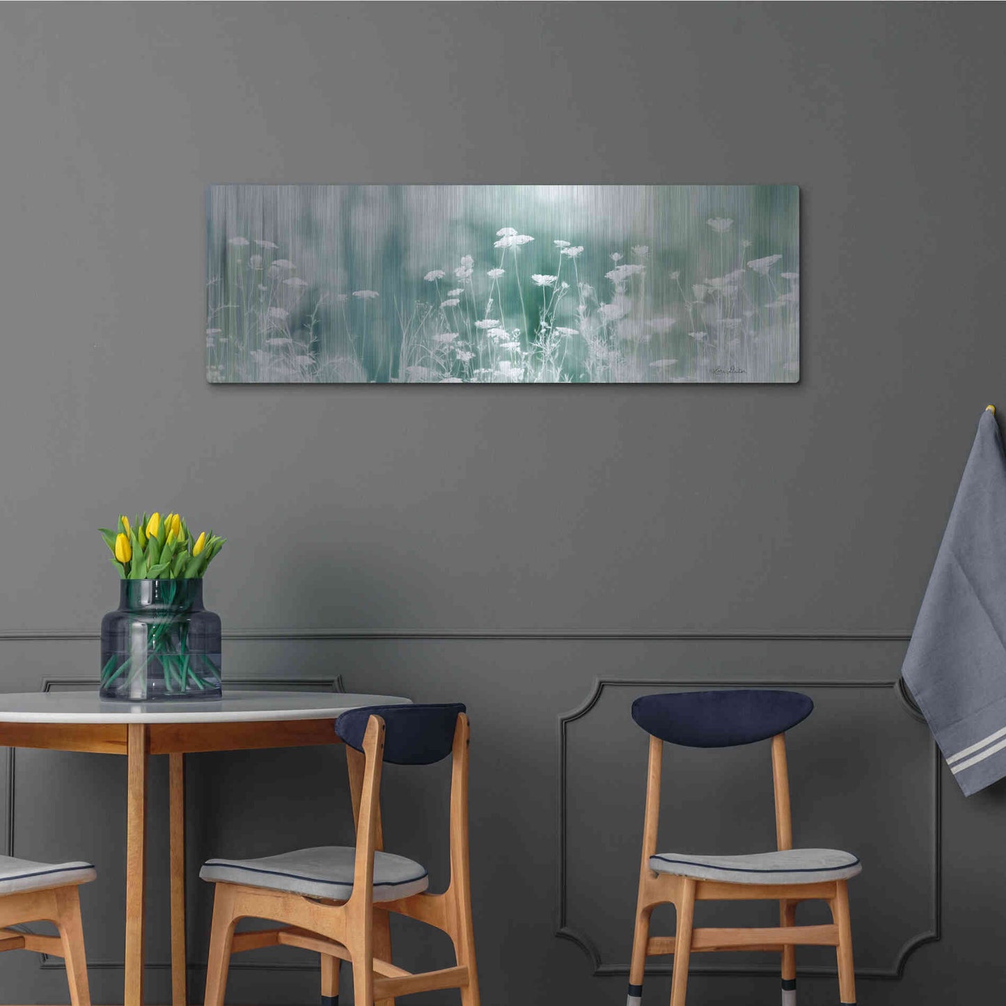 Luxe Metal Art 'Dreamy Meadow' by Lori Deiter, Metal Wall Art,48x16