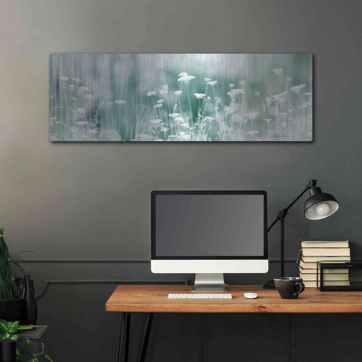 Luxe Metal Art 'Dreamy Meadow' by Lori Deiter, Metal Wall Art,48x16