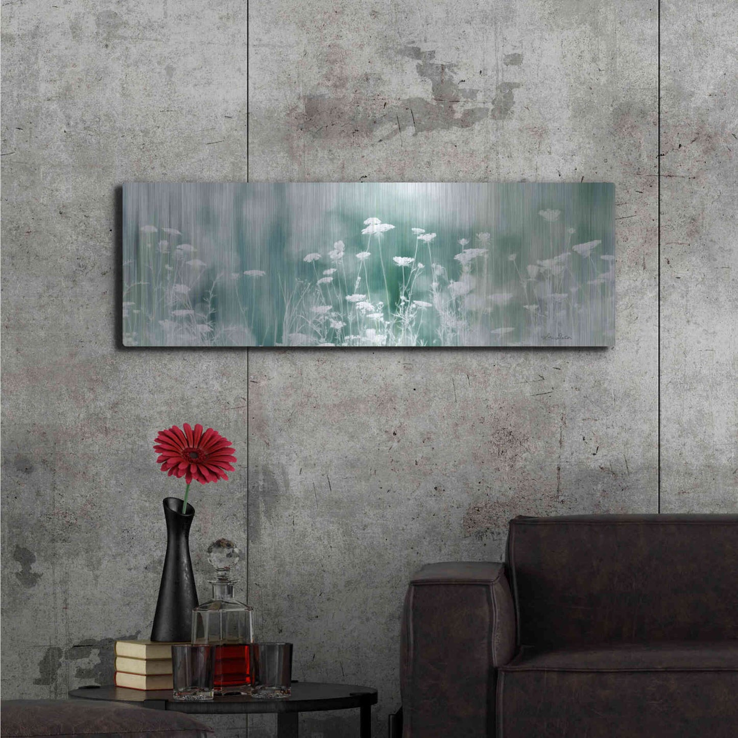 Luxe Metal Art 'Dreamy Meadow' by Lori Deiter, Metal Wall Art,48x16