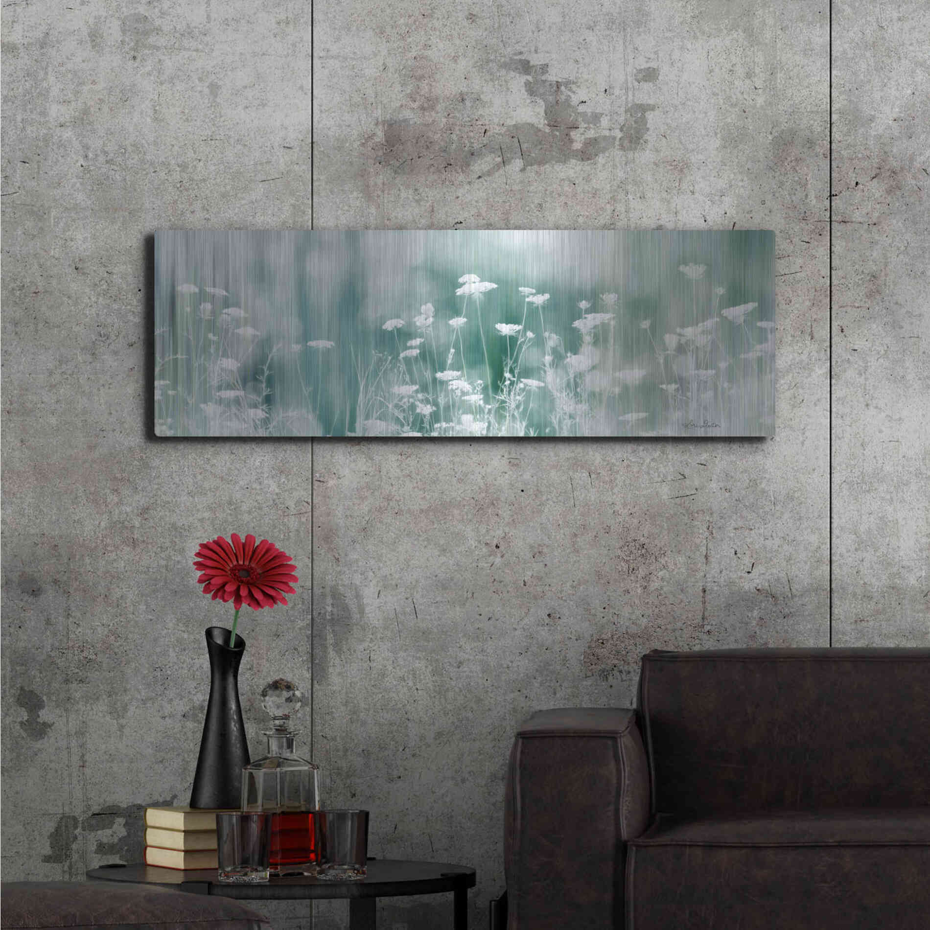 Luxe Metal Art 'Dreamy Meadow' by Lori Deiter, Metal Wall Art,48x16