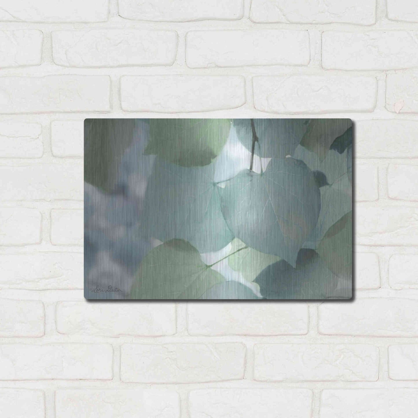 Luxe Metal Art 'Aqua Leaves' by Lori Deiter, Metal Wall Art,16x12