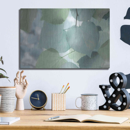 Luxe Metal Art 'Aqua Leaves' by Lori Deiter, Metal Wall Art,16x12