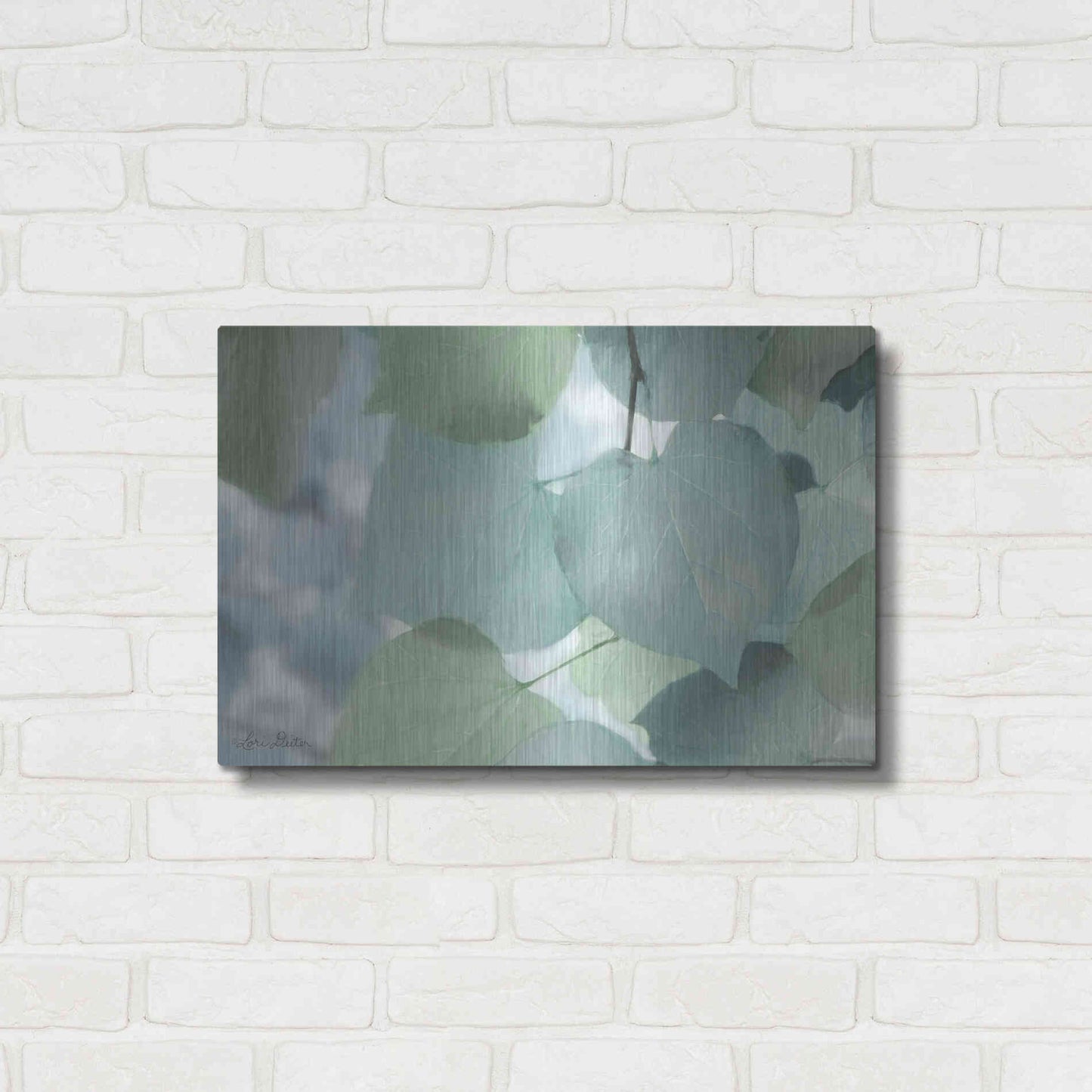 Luxe Metal Art 'Aqua Leaves' by Lori Deiter, Metal Wall Art,24x16