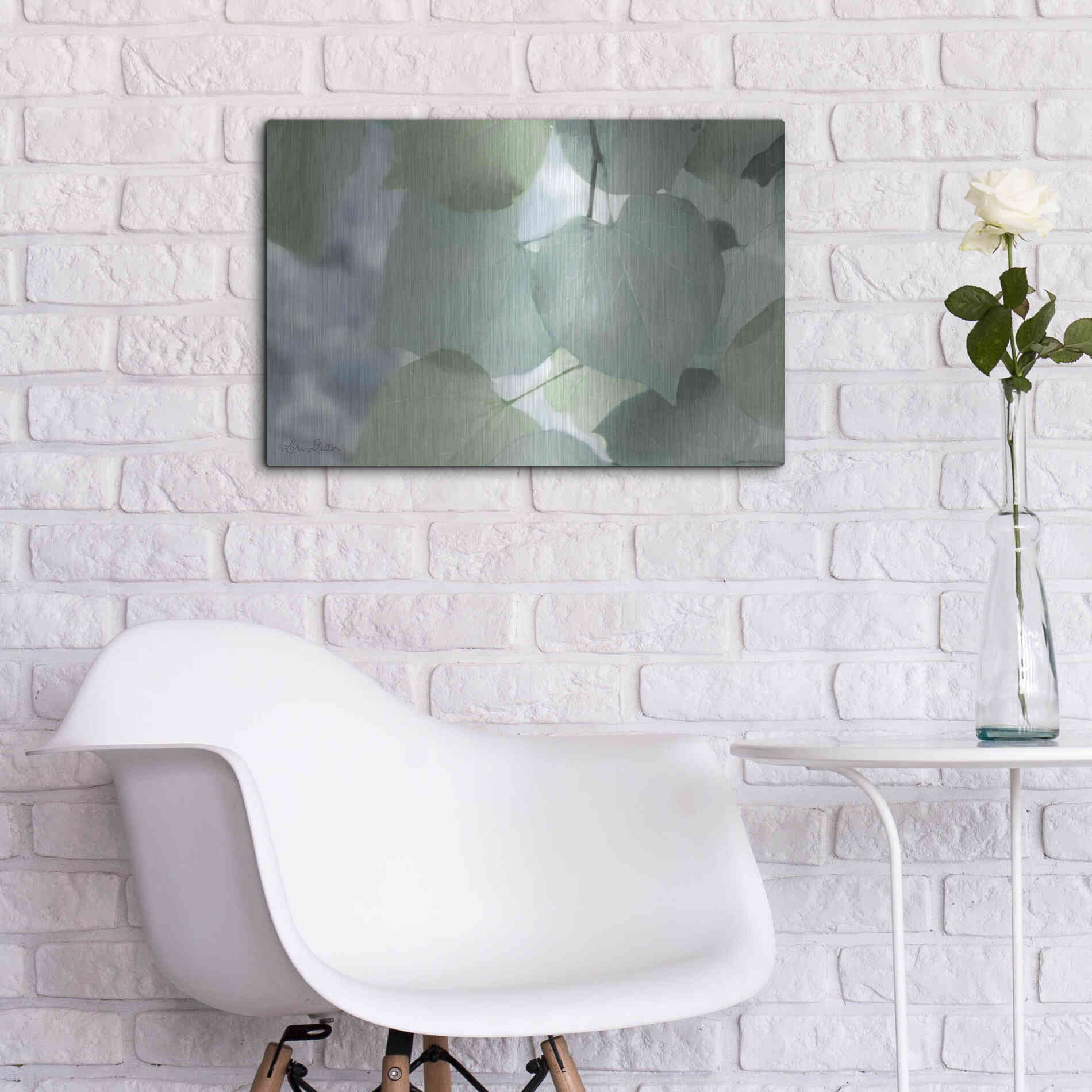 Luxe Metal Art 'Aqua Leaves' by Lori Deiter, Metal Wall Art,24x16