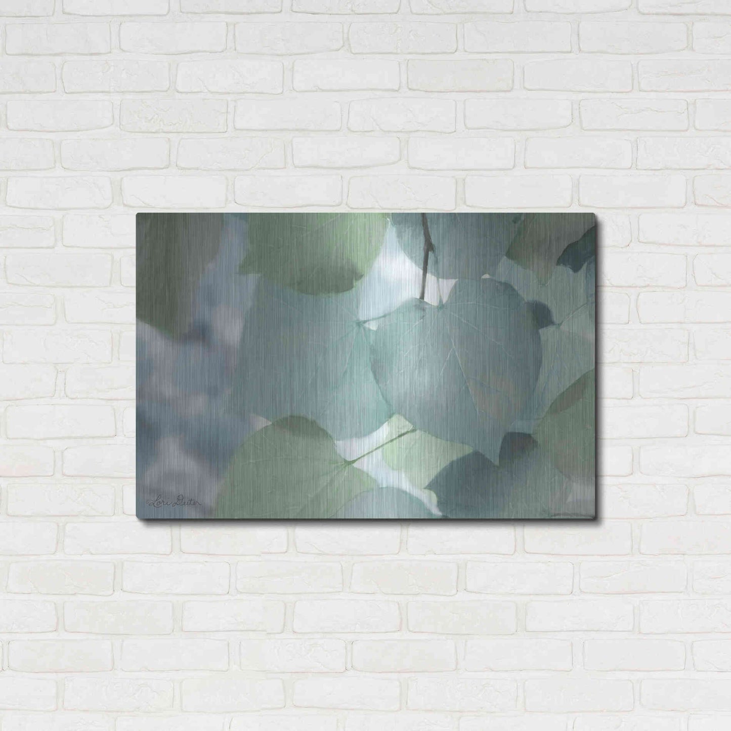 Luxe Metal Art 'Aqua Leaves' by Lori Deiter, Metal Wall Art,36x24