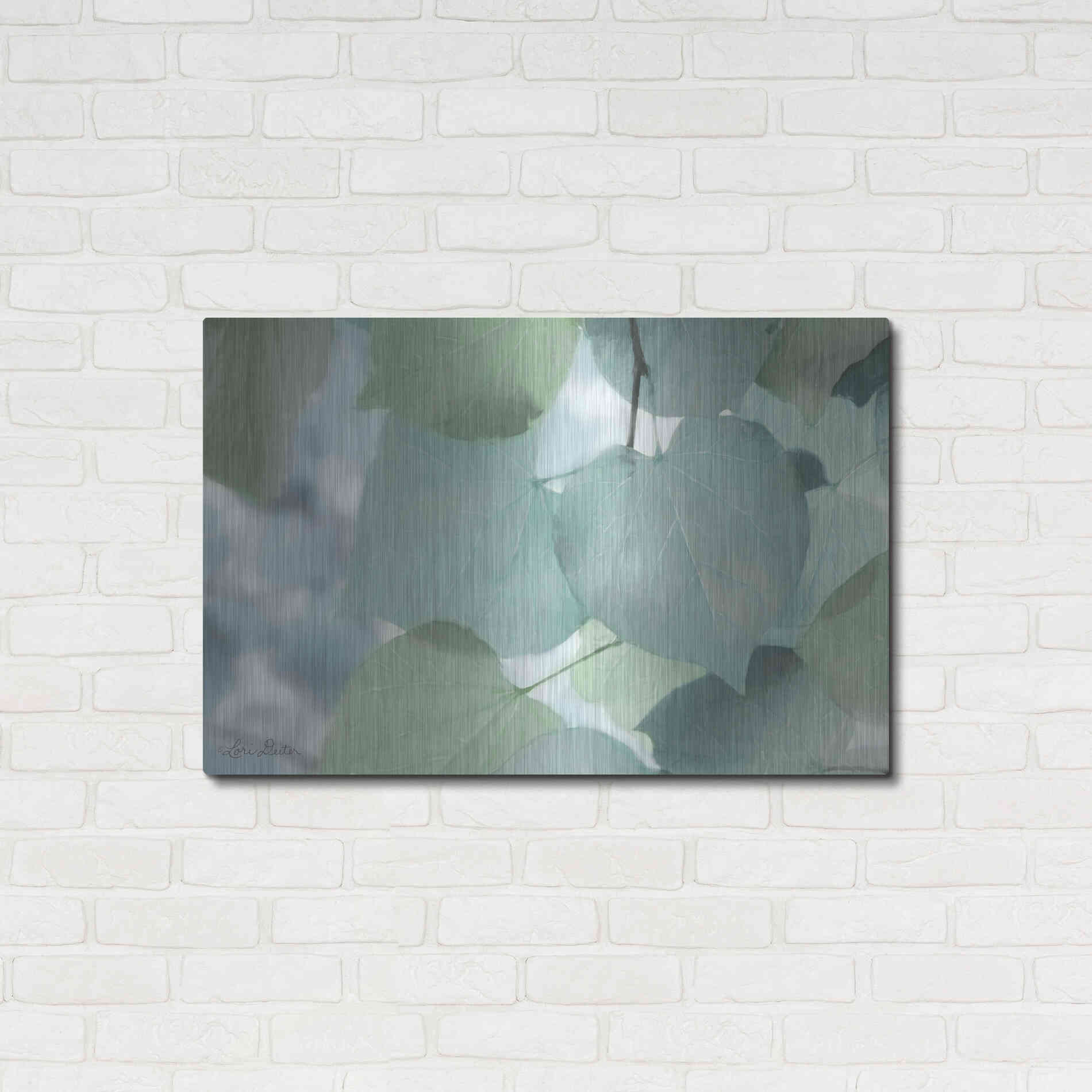 Luxe Metal Art 'Aqua Leaves' by Lori Deiter, Metal Wall Art,36x24