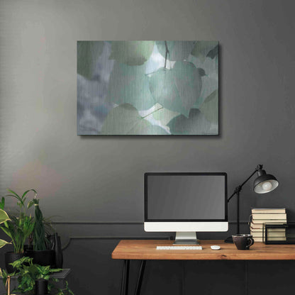 Luxe Metal Art 'Aqua Leaves' by Lori Deiter, Metal Wall Art,36x24