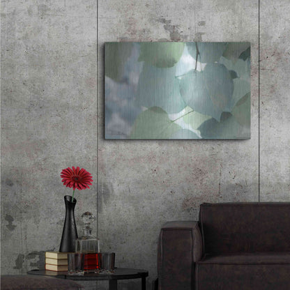 Luxe Metal Art 'Aqua Leaves' by Lori Deiter, Metal Wall Art,36x24