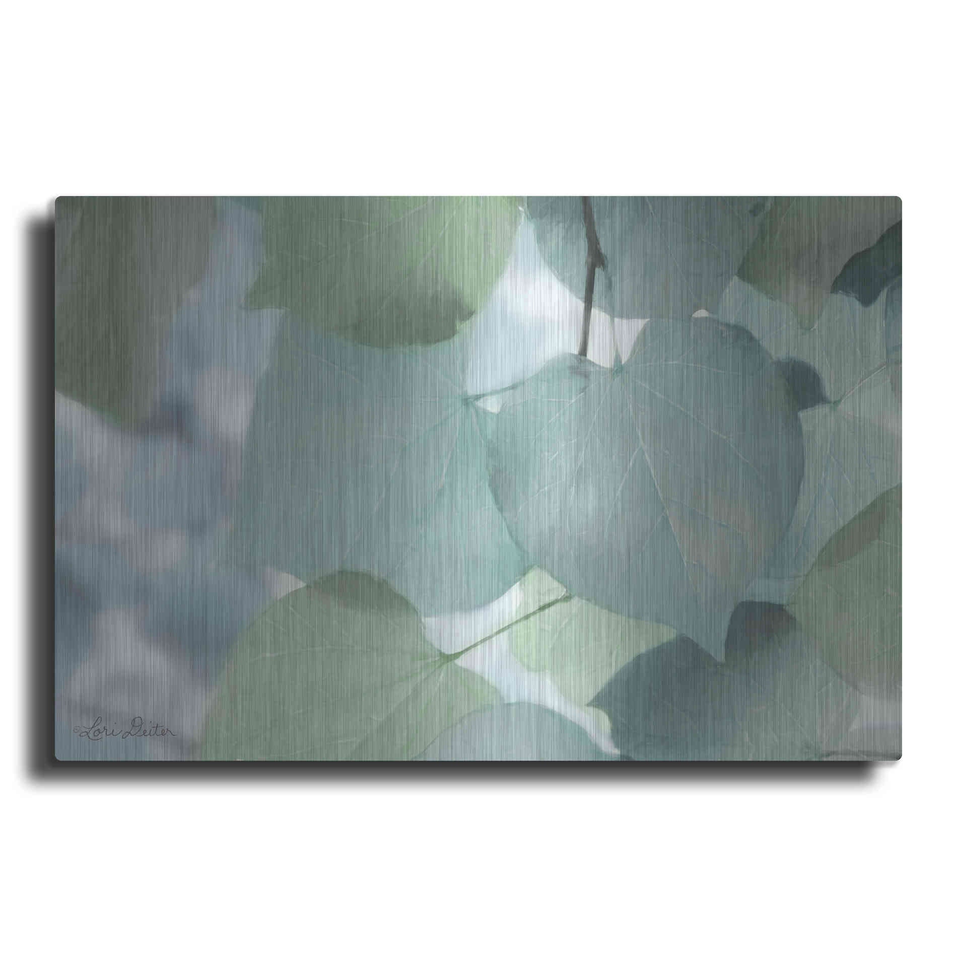 Luxe Metal Art 'Aqua Leaves' by Lori Deiter, Metal Wall Art
