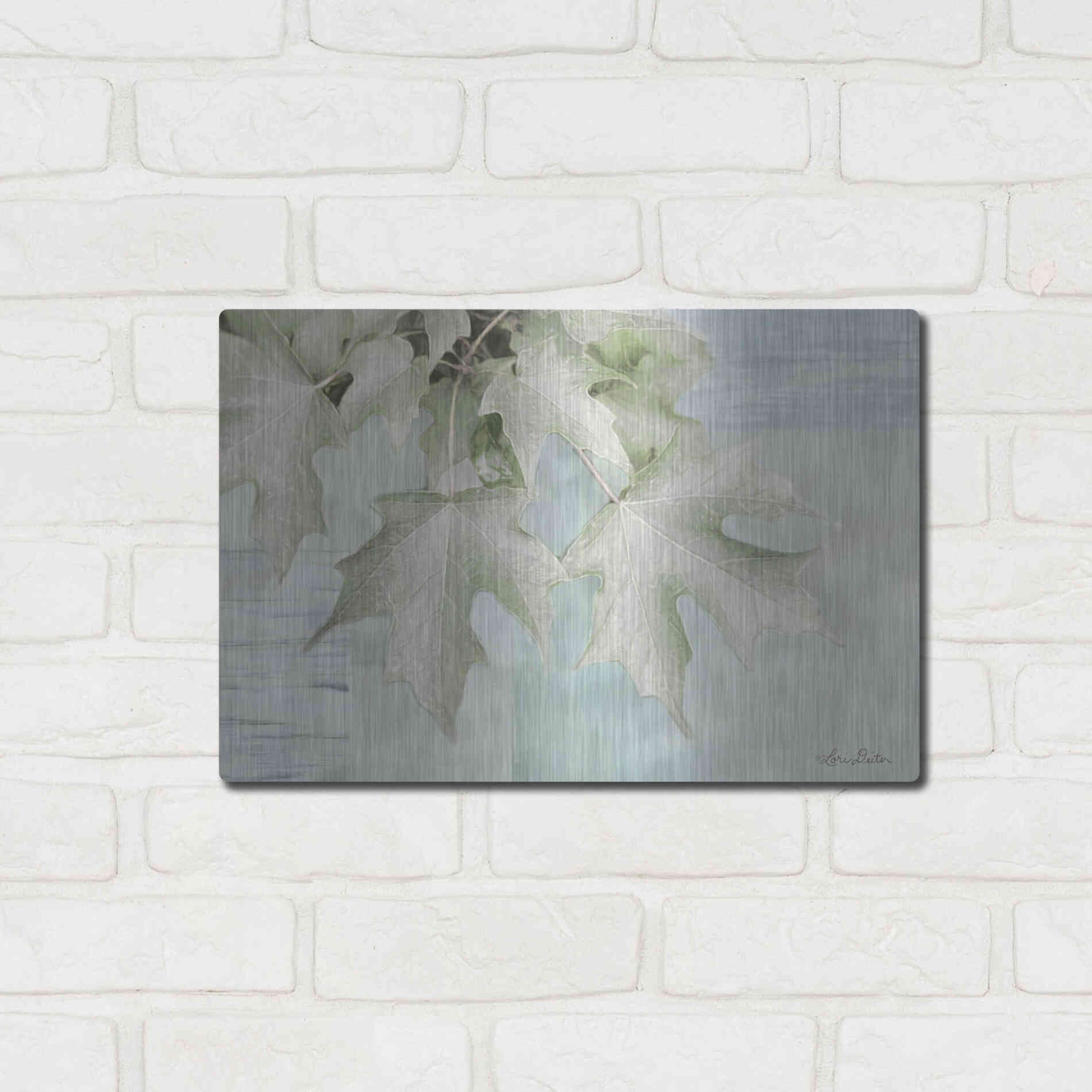 Luxe Metal Art 'The Maple Leaves' by Lori Deiter, Metal Wall Art,16x12