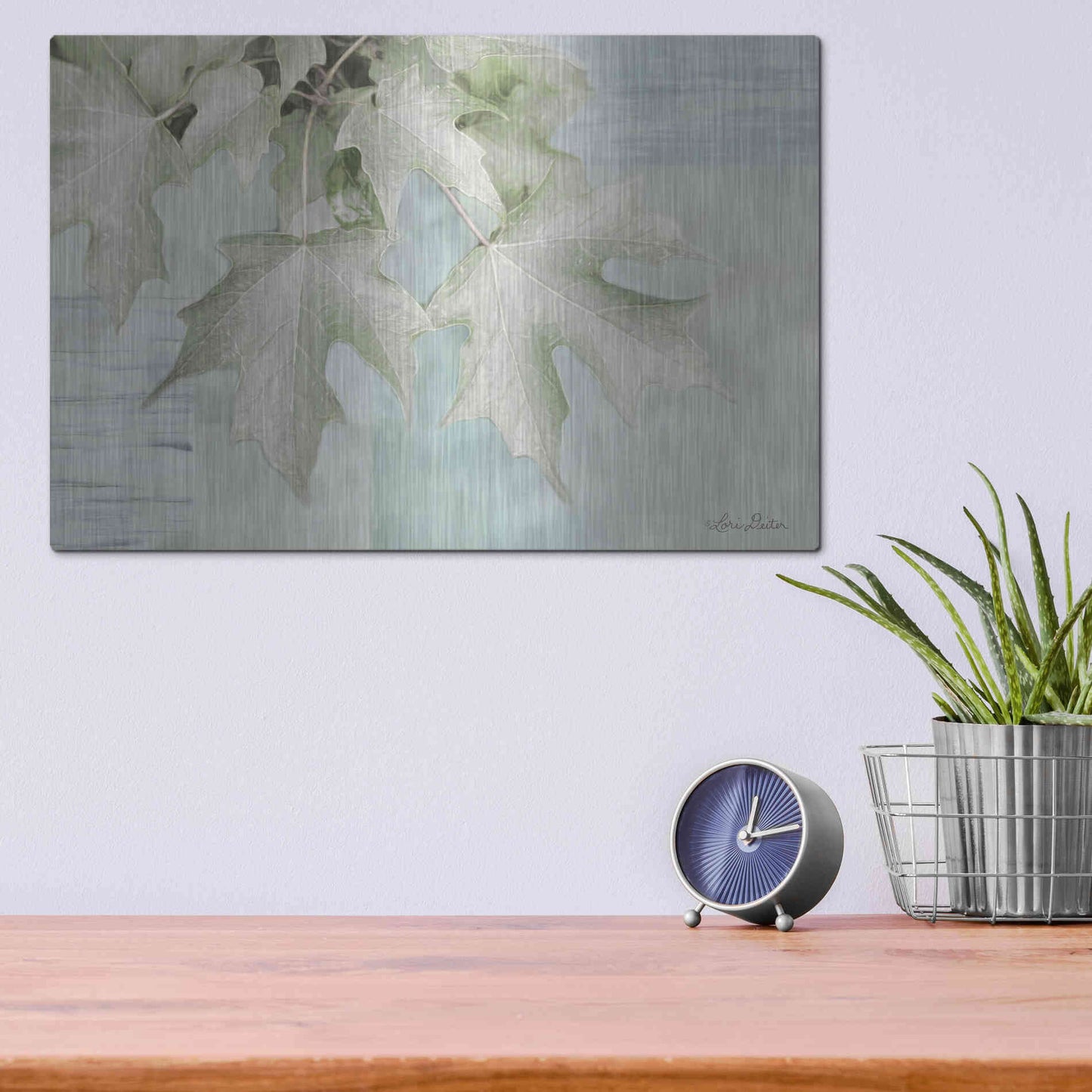 Luxe Metal Art 'The Maple Leaves' by Lori Deiter, Metal Wall Art,16x12