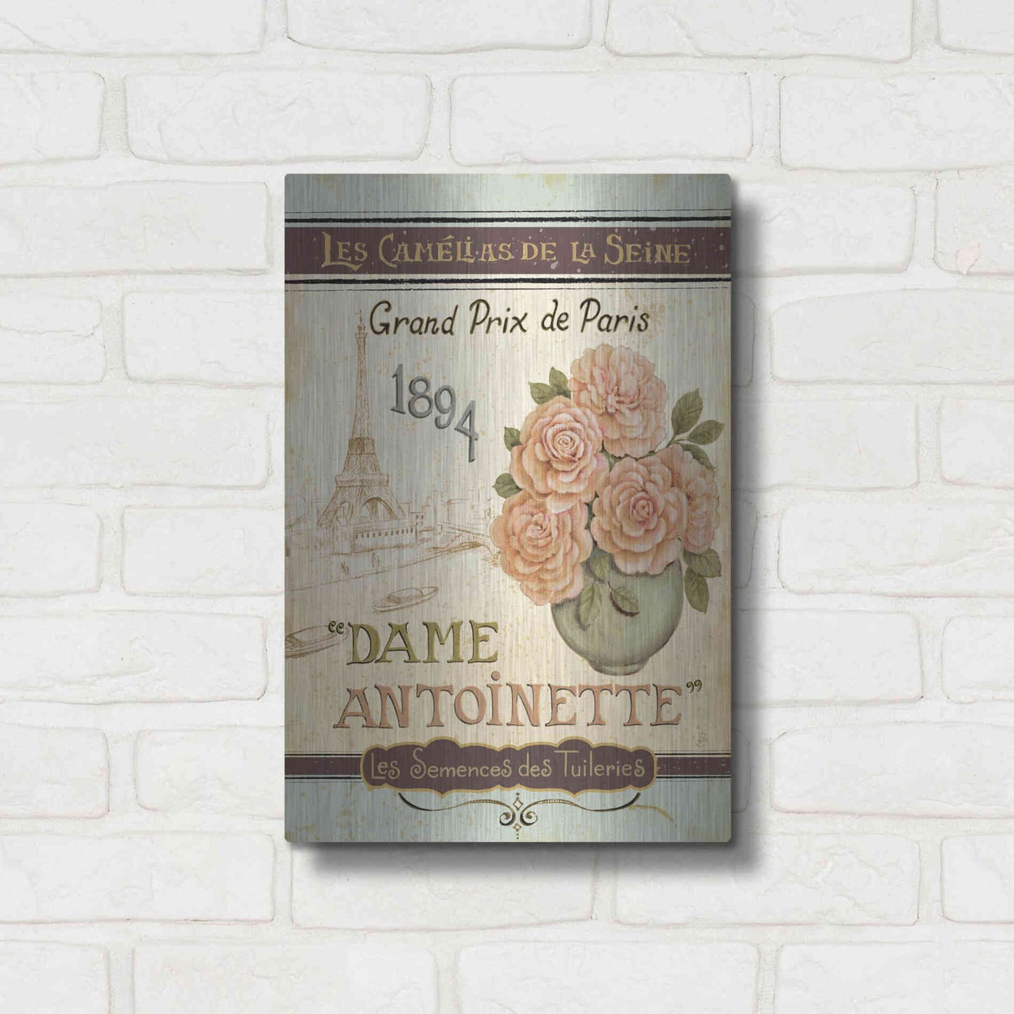 Luxe Metal Art 'French Seed Packet II' by Daphne Brissonet, Metal Wall Art,12x16