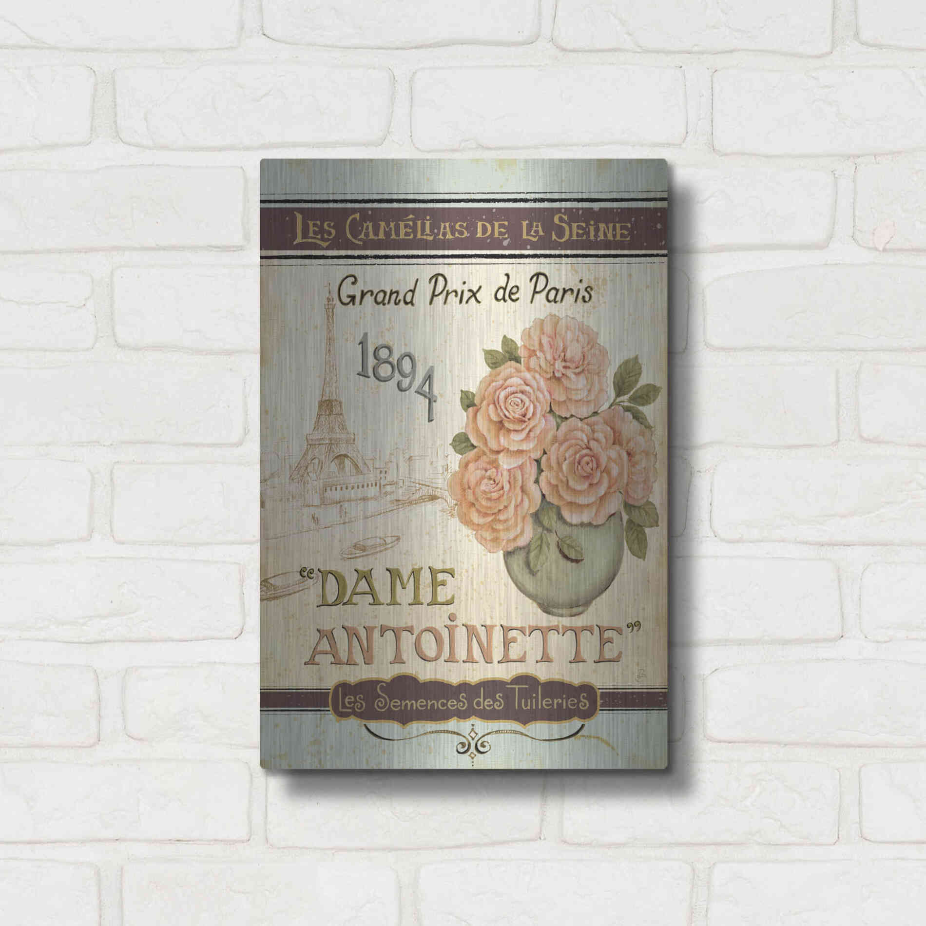Luxe Metal Art 'French Seed Packet II' by Daphne Brissonet, Metal Wall Art,12x16