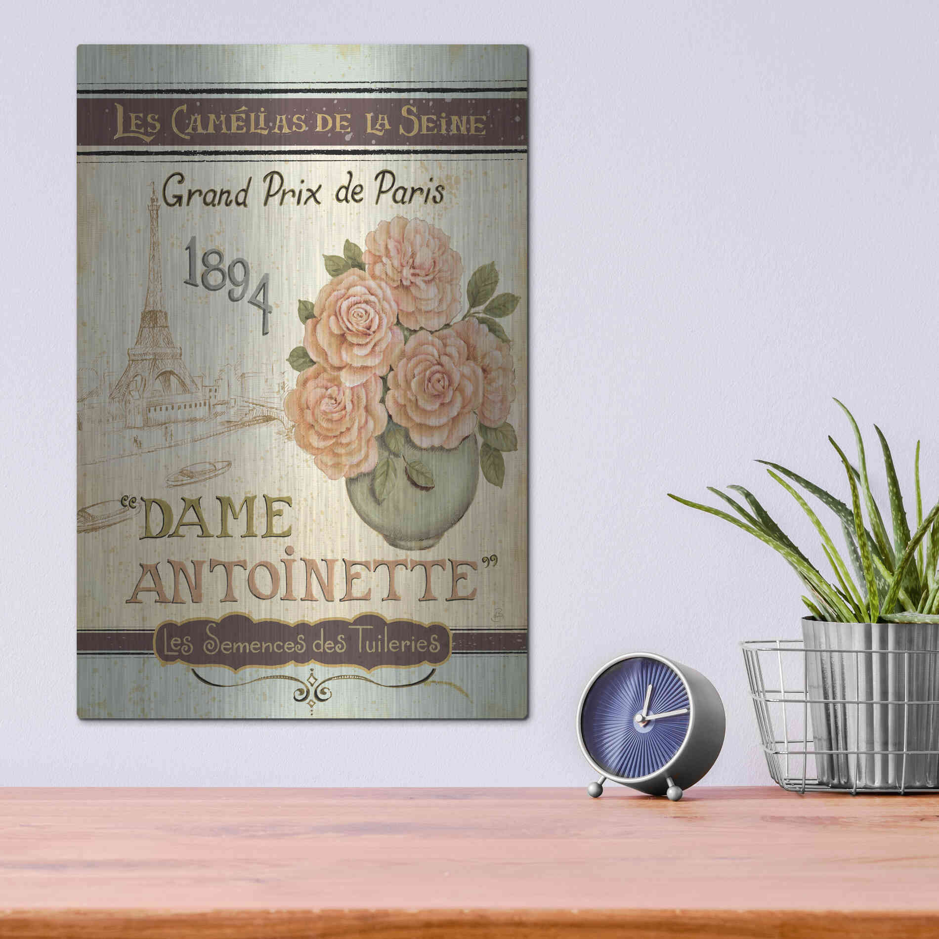 Luxe Metal Art 'French Seed Packet II' by Daphne Brissonet, Metal Wall Art,12x16
