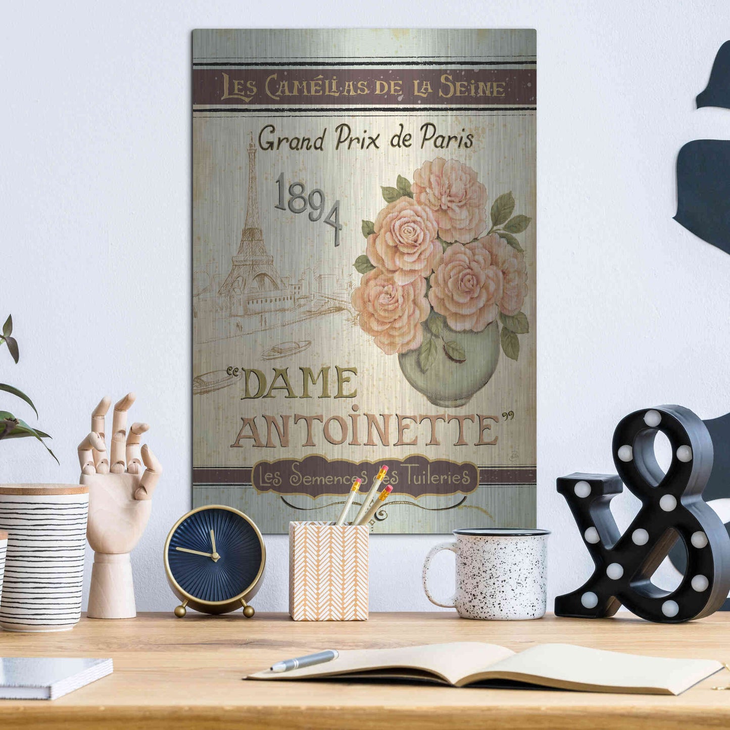 Luxe Metal Art 'French Seed Packet II' by Daphne Brissonet, Metal Wall Art,12x16