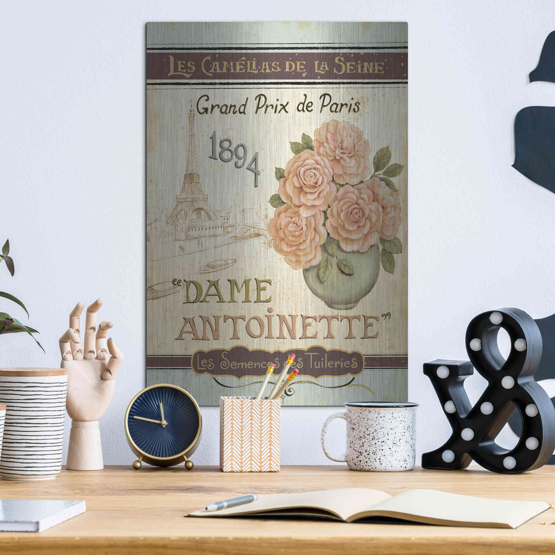 Luxe Metal Art 'French Seed Packet II' by Daphne Brissonet, Metal Wall Art,12x16