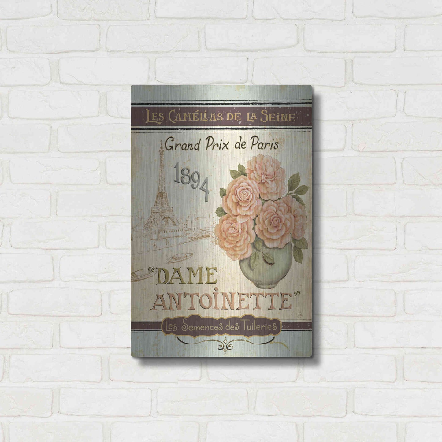 Luxe Metal Art 'French Seed Packet II' by Daphne Brissonet, Metal Wall Art,16x24