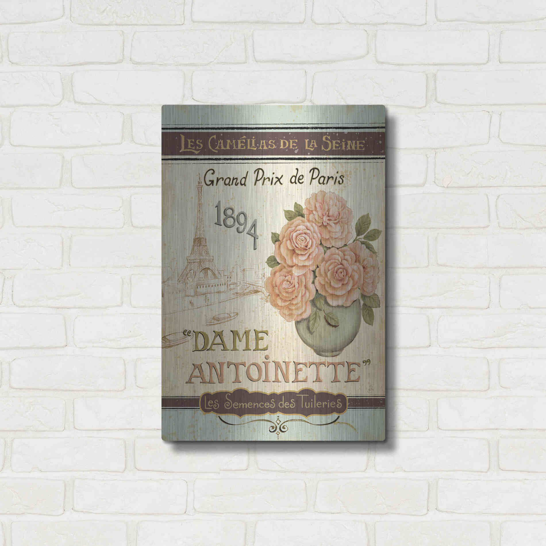 Luxe Metal Art 'French Seed Packet II' by Daphne Brissonet, Metal Wall Art,16x24