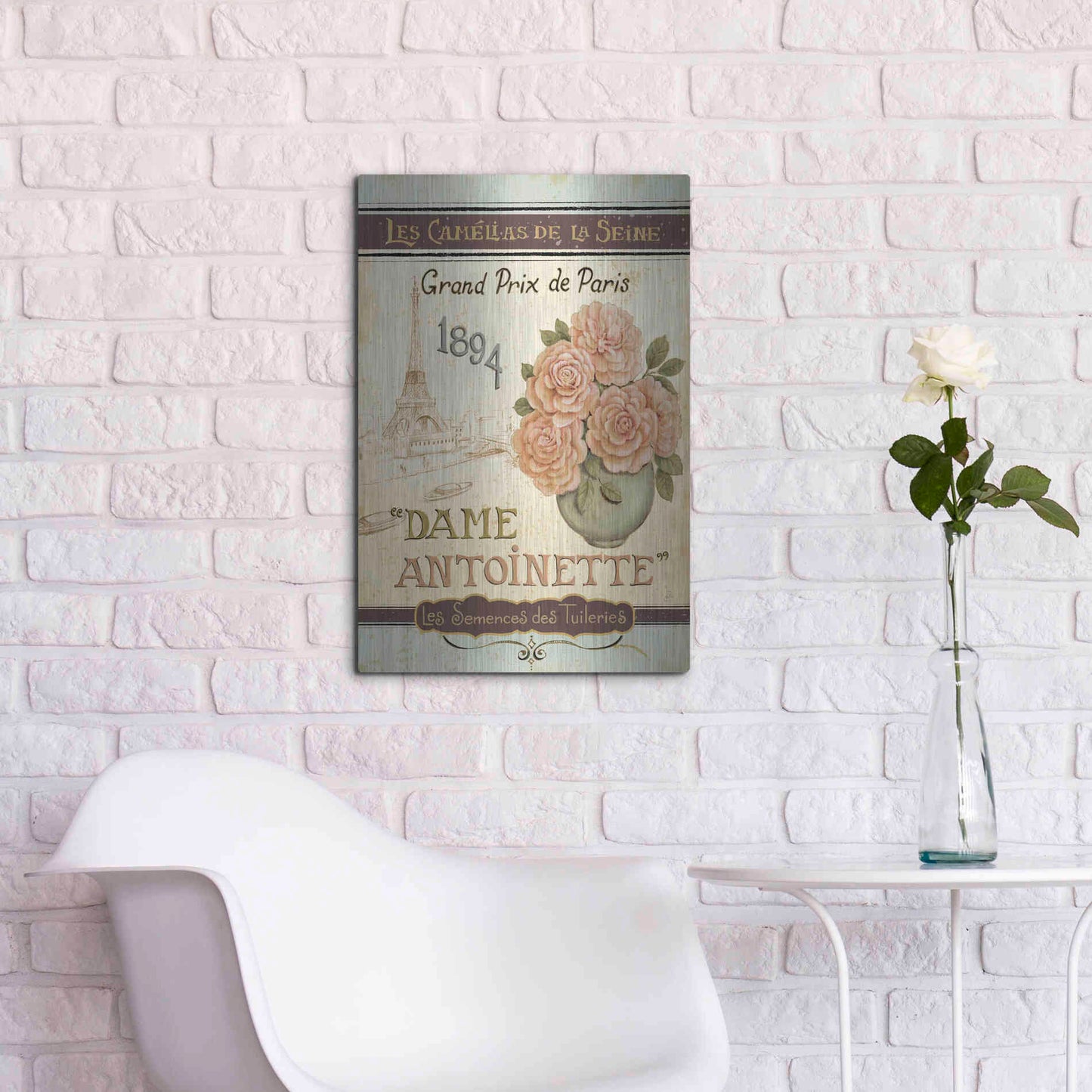 Luxe Metal Art 'French Seed Packet II' by Daphne Brissonet, Metal Wall Art,16x24