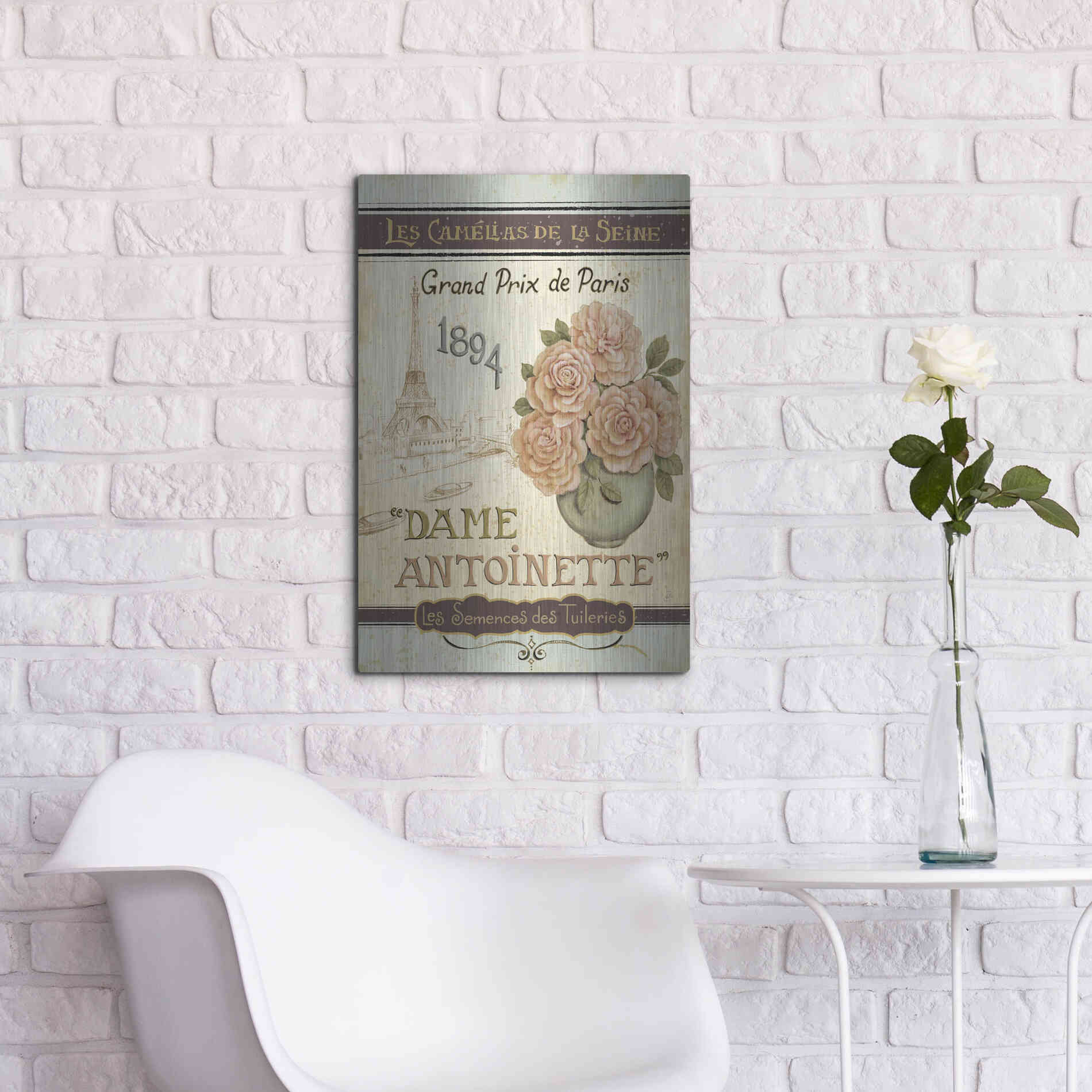Luxe Metal Art 'French Seed Packet II' by Daphne Brissonet, Metal Wall Art,16x24