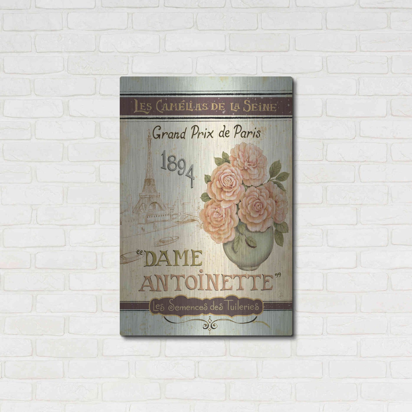 Luxe Metal Art 'French Seed Packet II' by Daphne Brissonet, Metal Wall Art,24x36