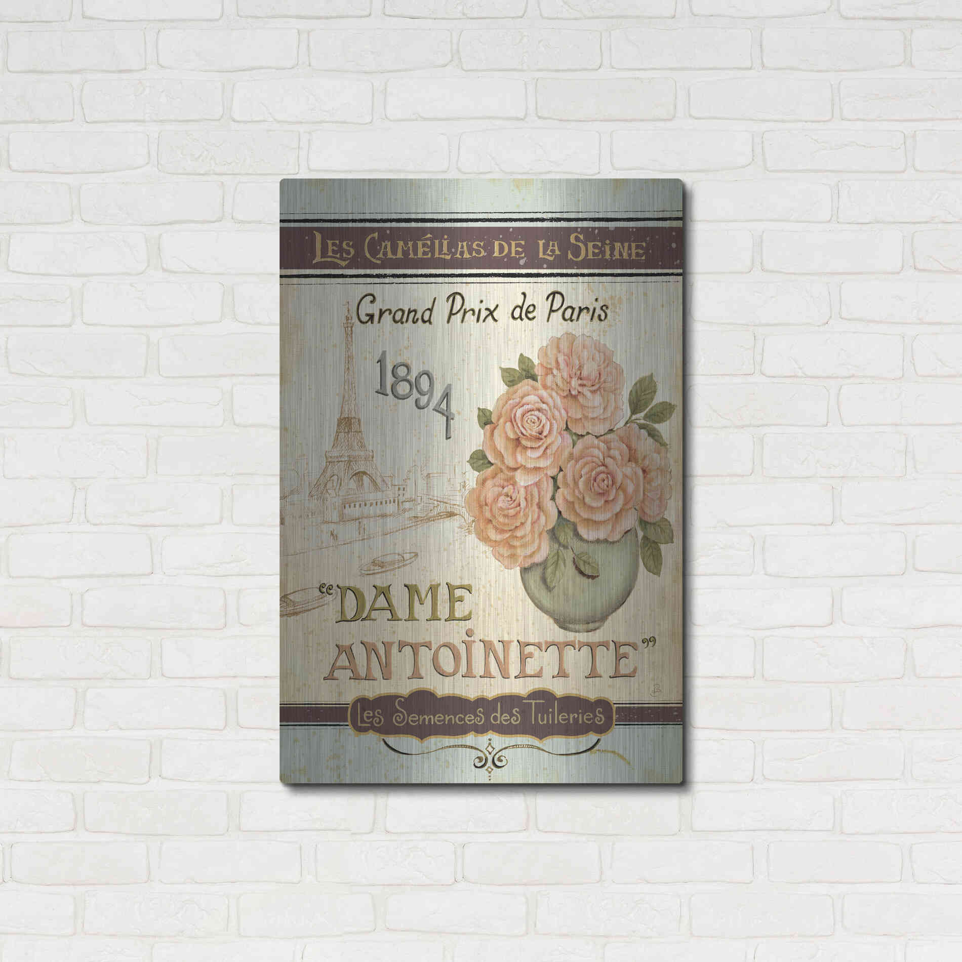 Luxe Metal Art 'French Seed Packet II' by Daphne Brissonet, Metal Wall Art,24x36