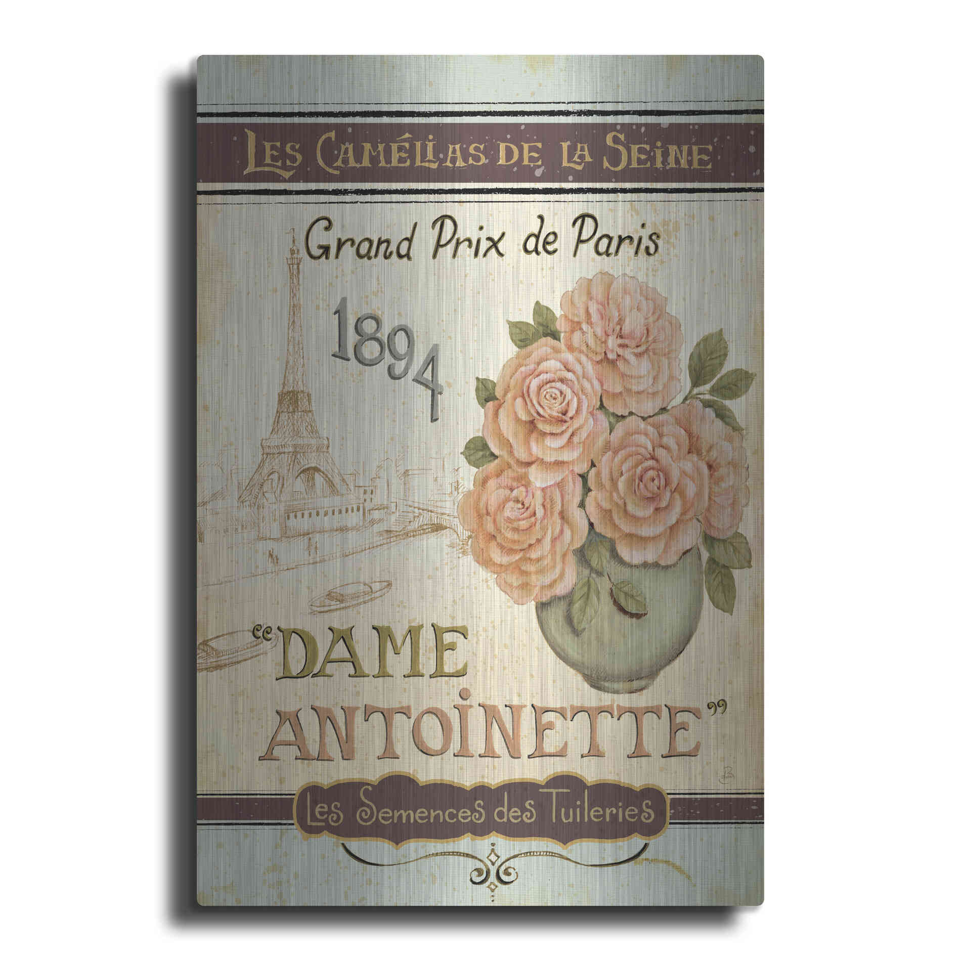 Luxe Metal Art 'French Seed Packet II' by Daphne Brissonet, Metal Wall Art