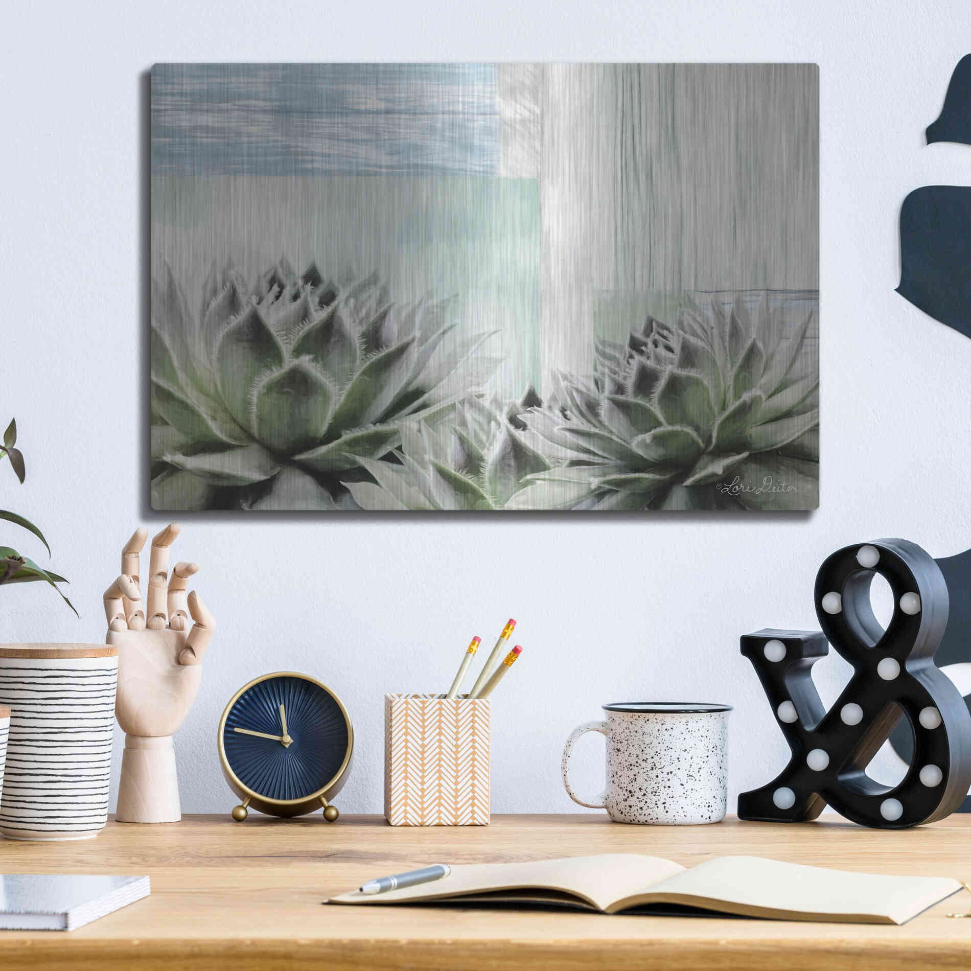 Luxe Metal Art 'Grow in Grace' by Lori Deiter, Metal Wall Art,16x12