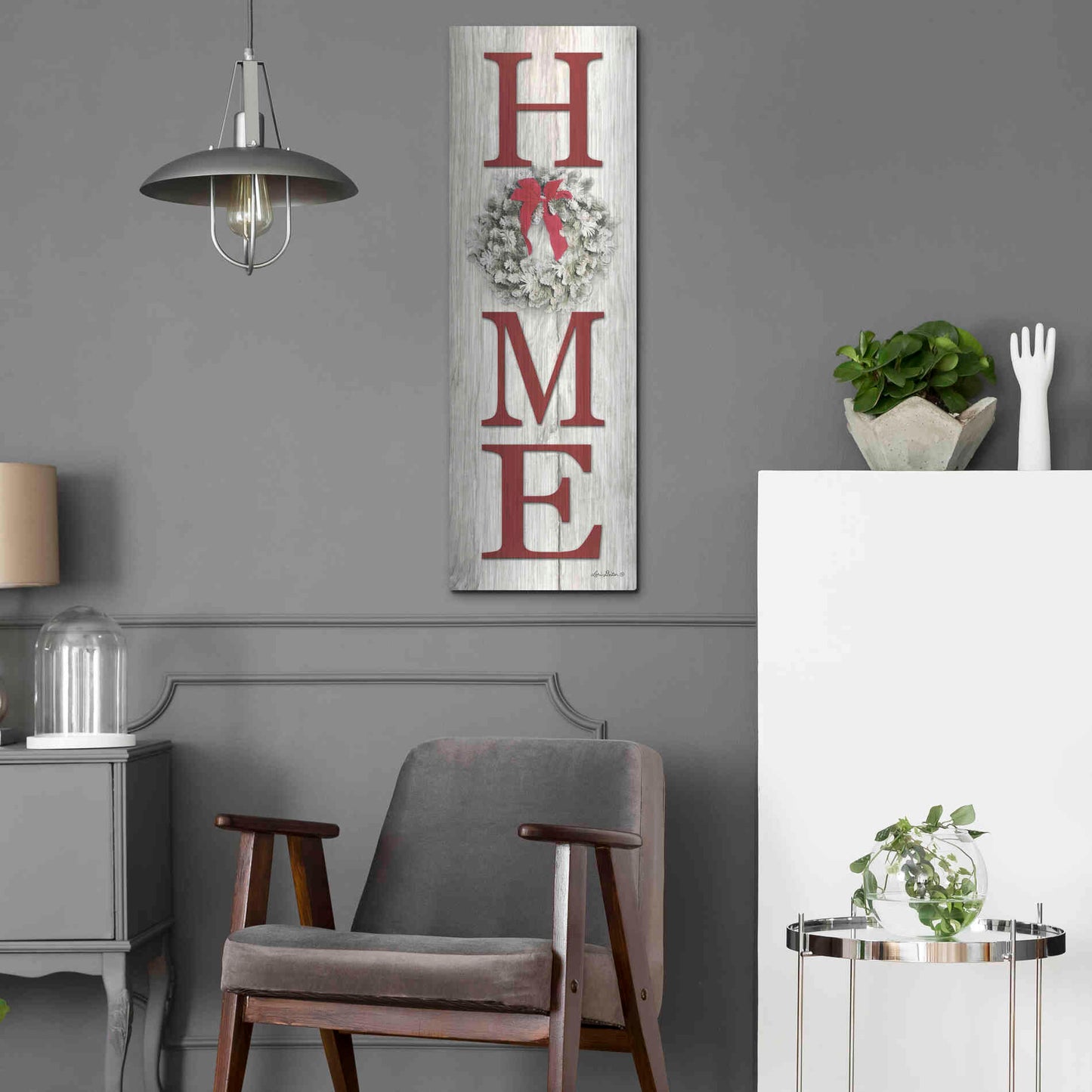 Luxe Metal Art 'Christmas Home Vertical I' by Lori Deiter, Metal Wall Art,12x36