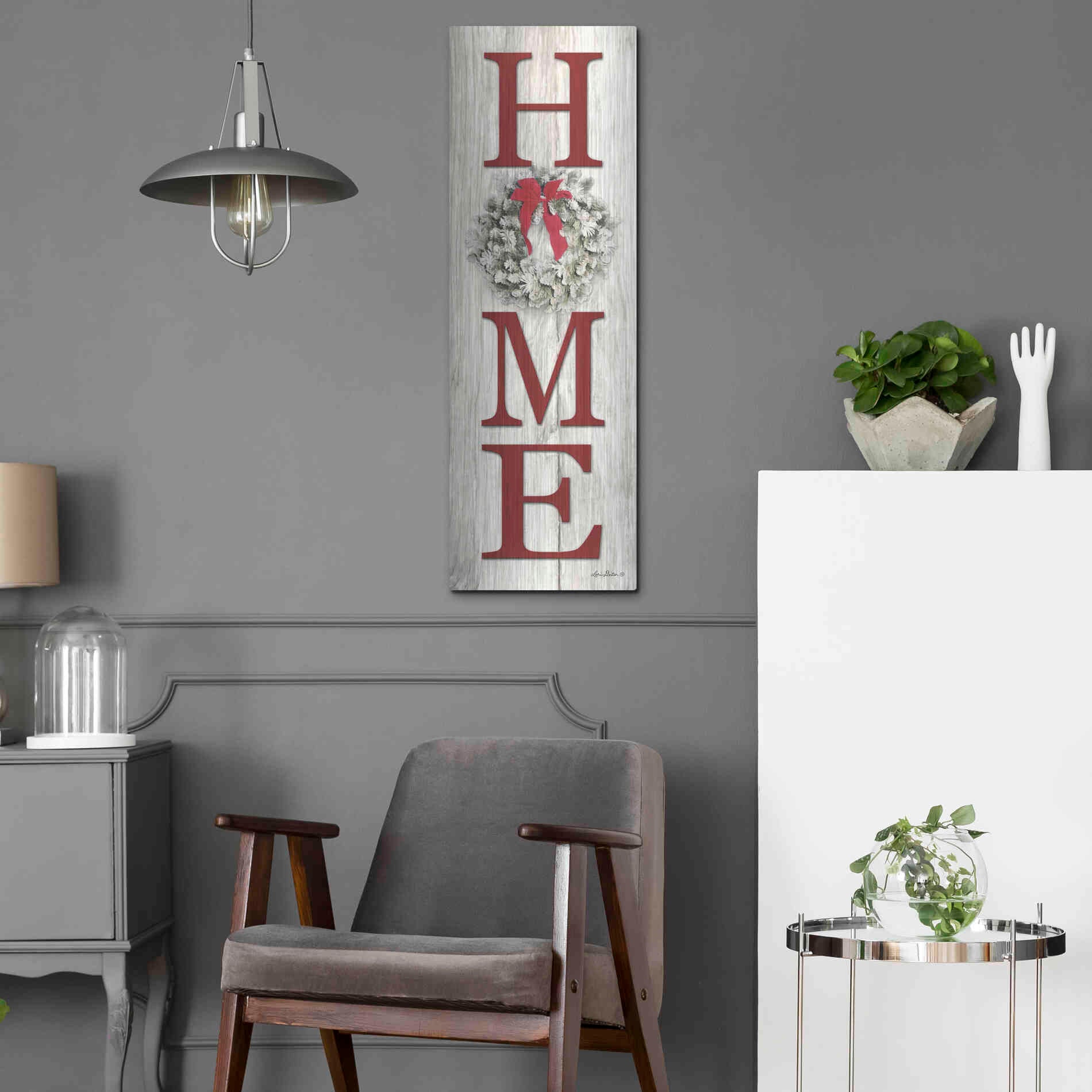 Luxe Metal Art 'Christmas Home Vertical I' by Lori Deiter, Metal Wall Art,12x36