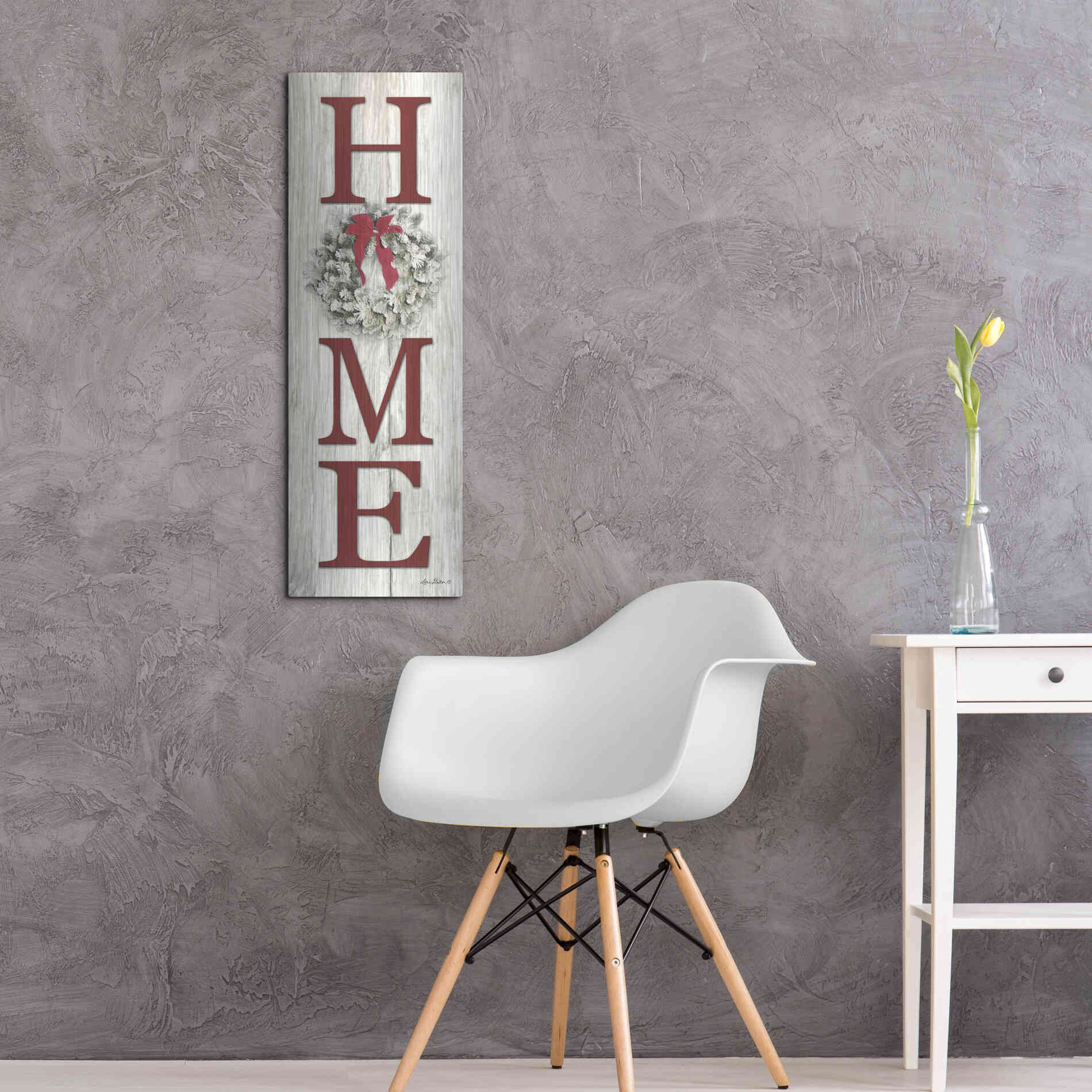 Luxe Metal Art 'Christmas Home Vertical I' by Lori Deiter, Metal Wall Art,12x36