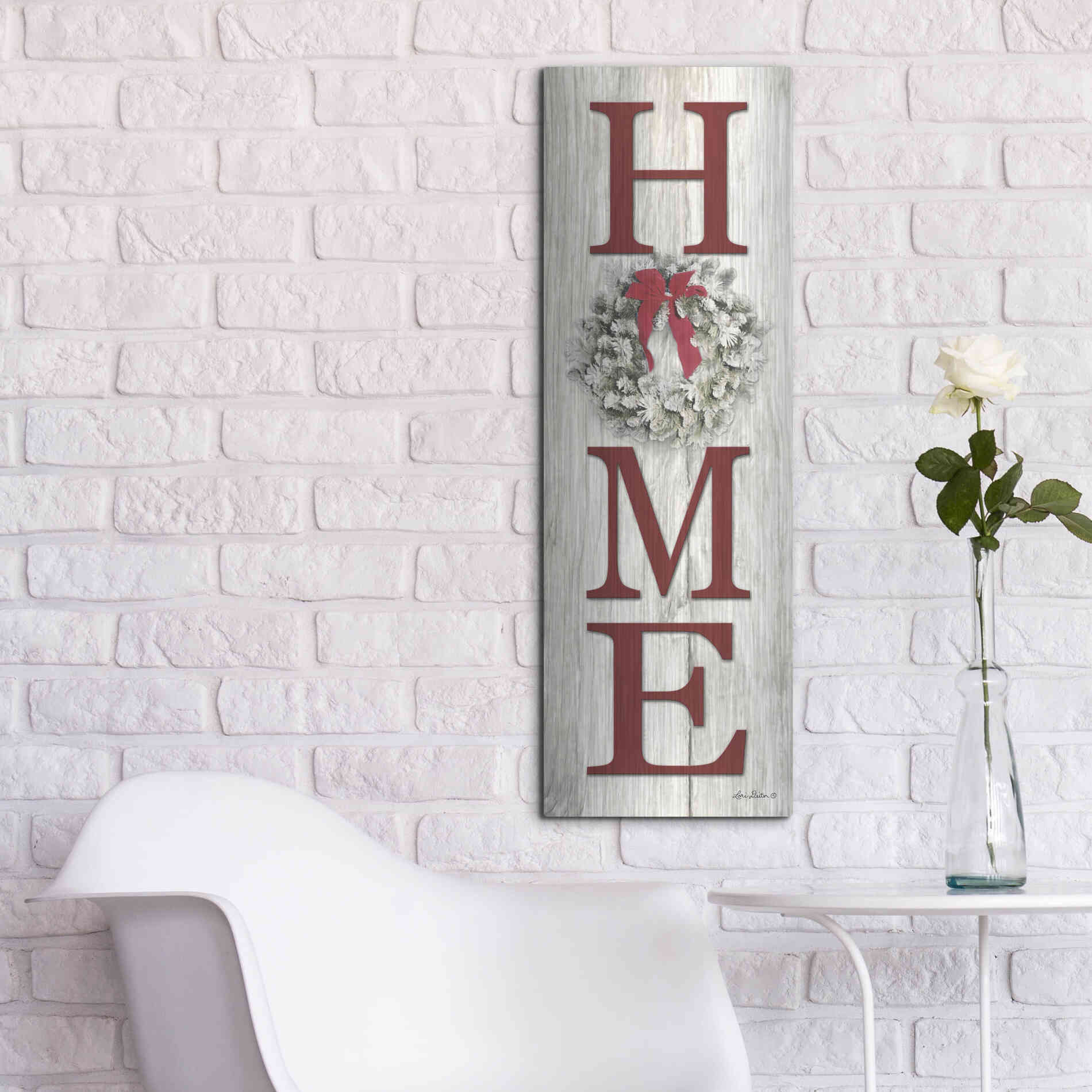 Luxe Metal Art 'Christmas Home Vertical I' by Lori Deiter, Metal Wall Art,12x36