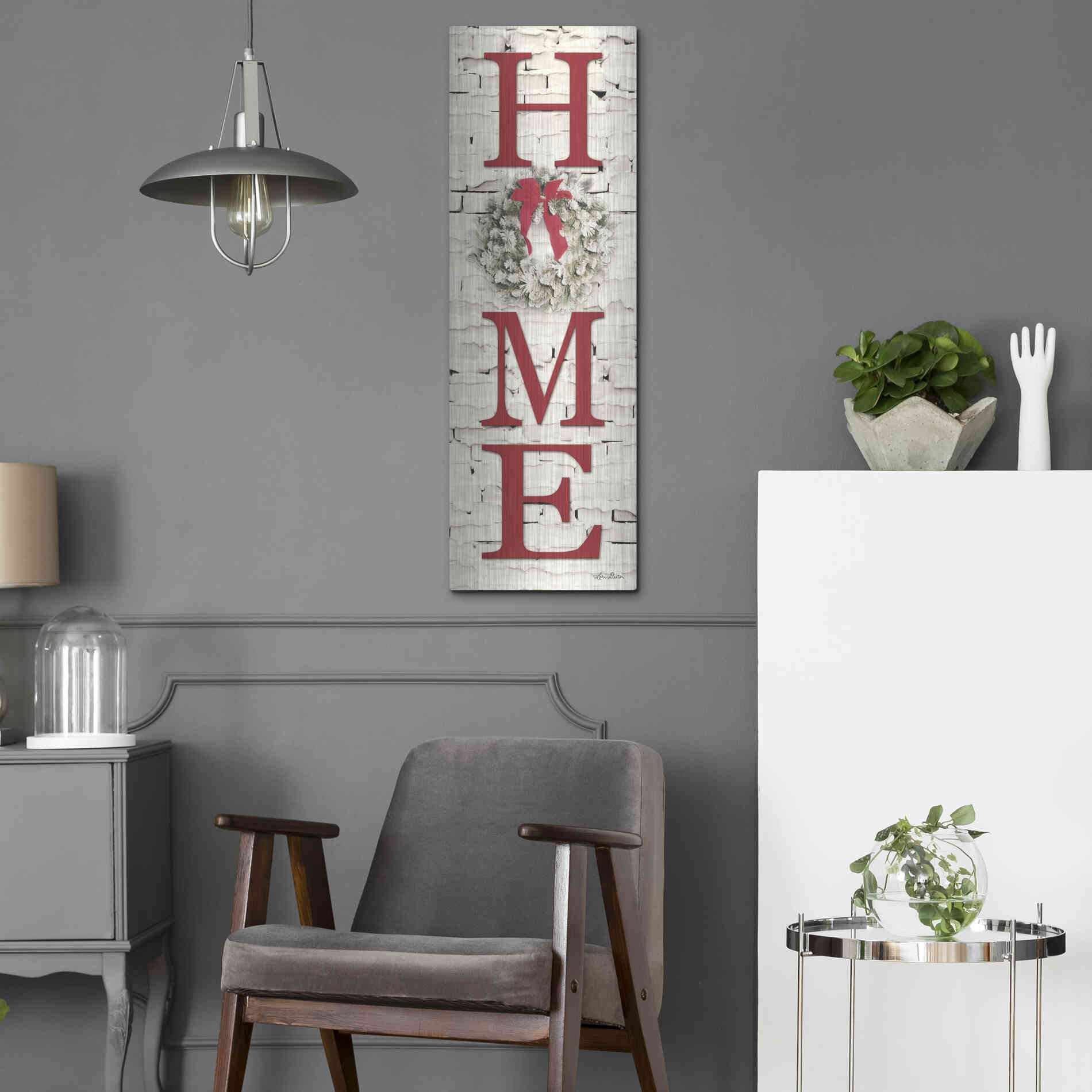 Luxe Metal Art 'Christmas Home Vertical II' by Lori Deiter, Metal Wall Art,12x36