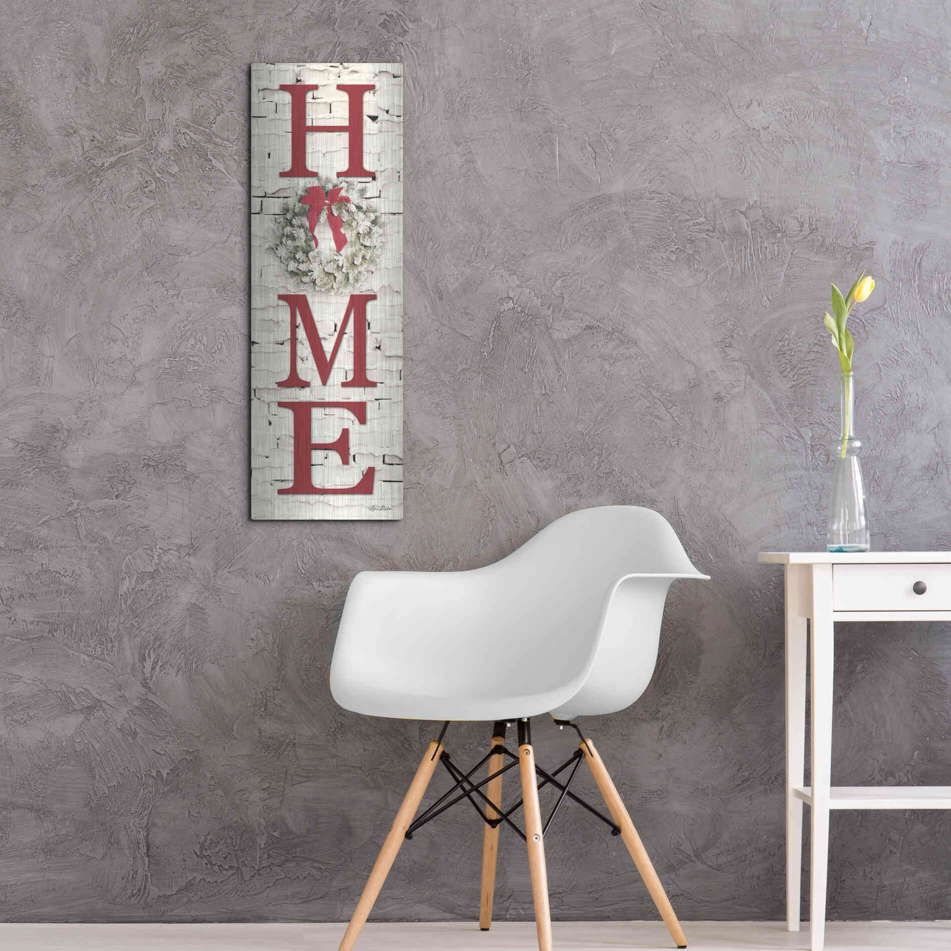 Luxe Metal Art 'Christmas Home Vertical II' by Lori Deiter, Metal Wall Art,12x36