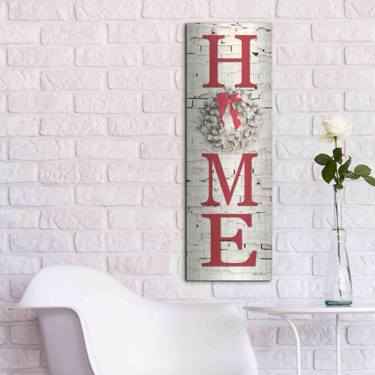 Luxe Metal Art 'Christmas Home Vertical II' by Lori Deiter, Metal Wall Art,12x36