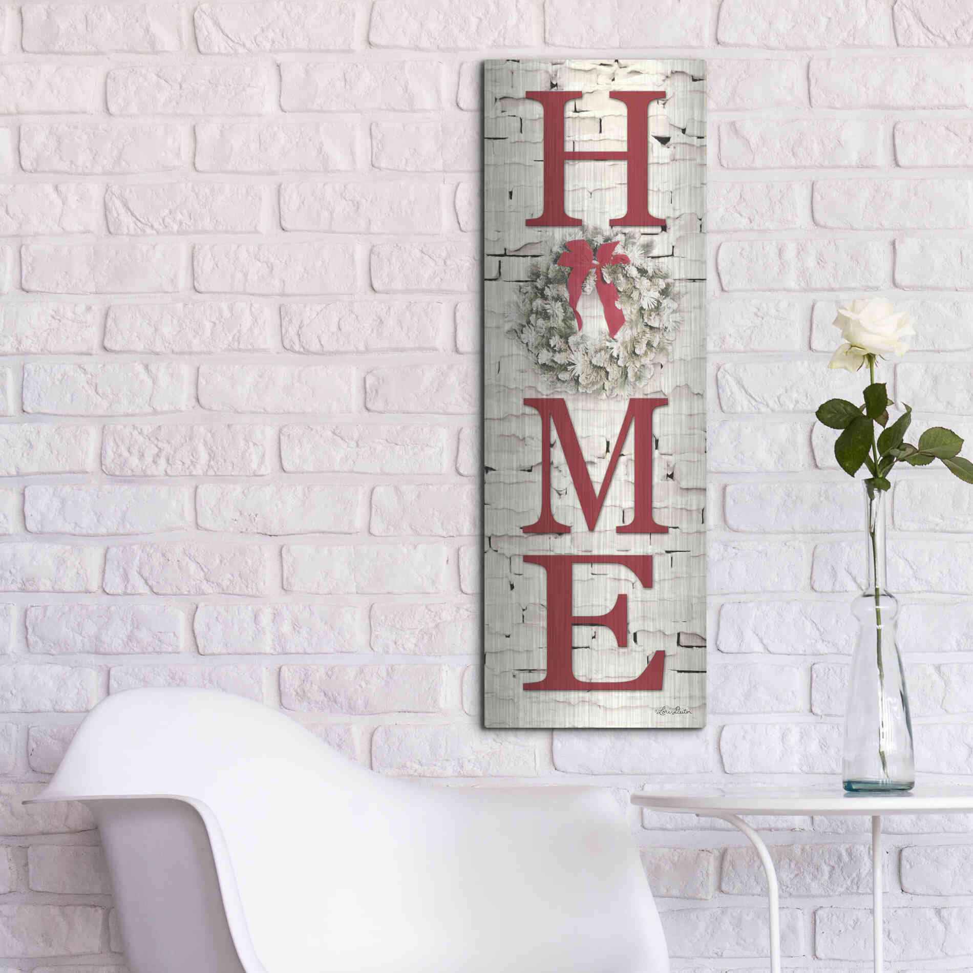 Luxe Metal Art 'Christmas Home Vertical II' by Lori Deiter, Metal Wall Art,12x36