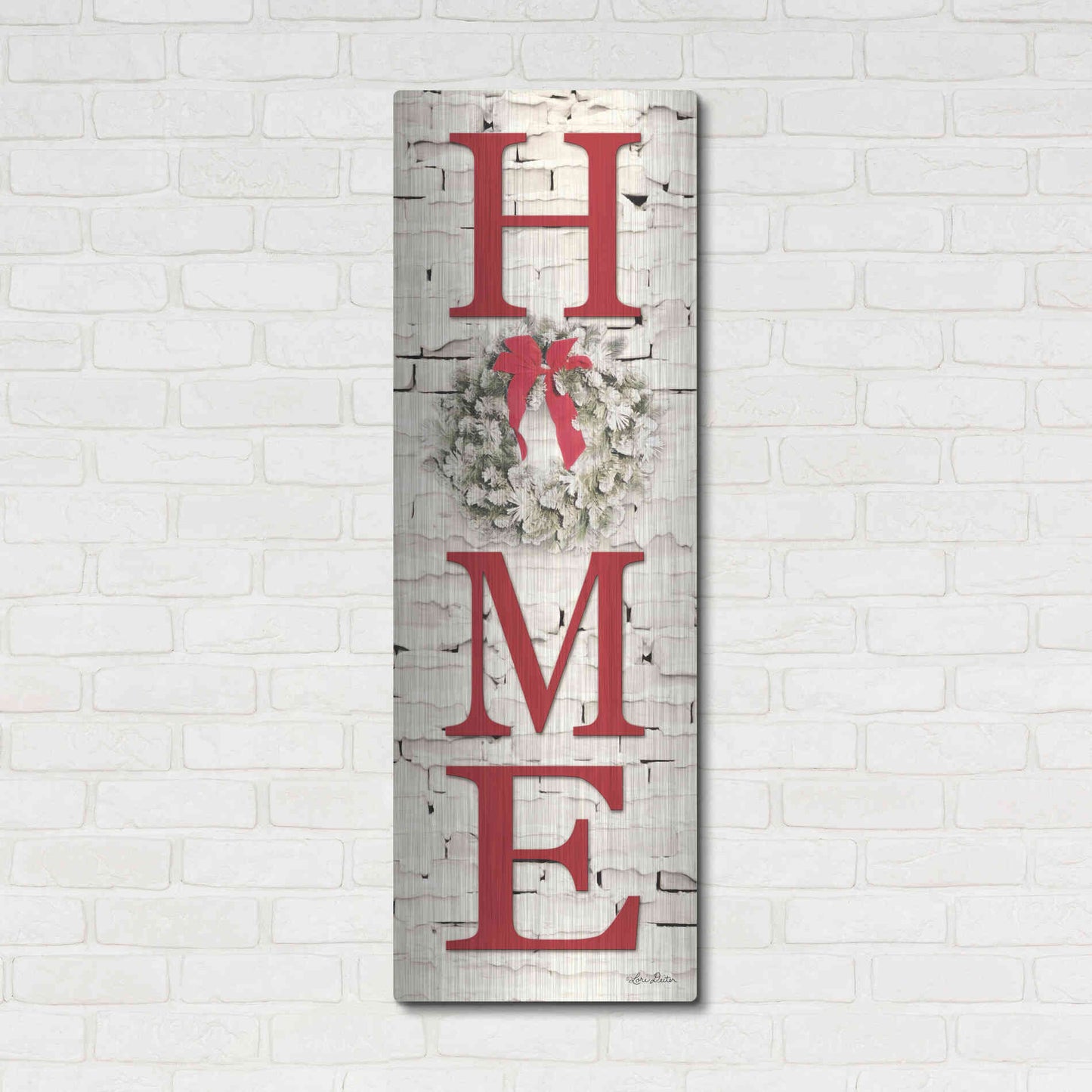 Luxe Metal Art 'Christmas Home Vertical II' by Lori Deiter, Metal Wall Art,16x48