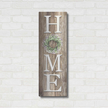 Luxe Metal Art 'Lavender Wreath Home' by Lori Deiter, Metal Wall Art,12x36